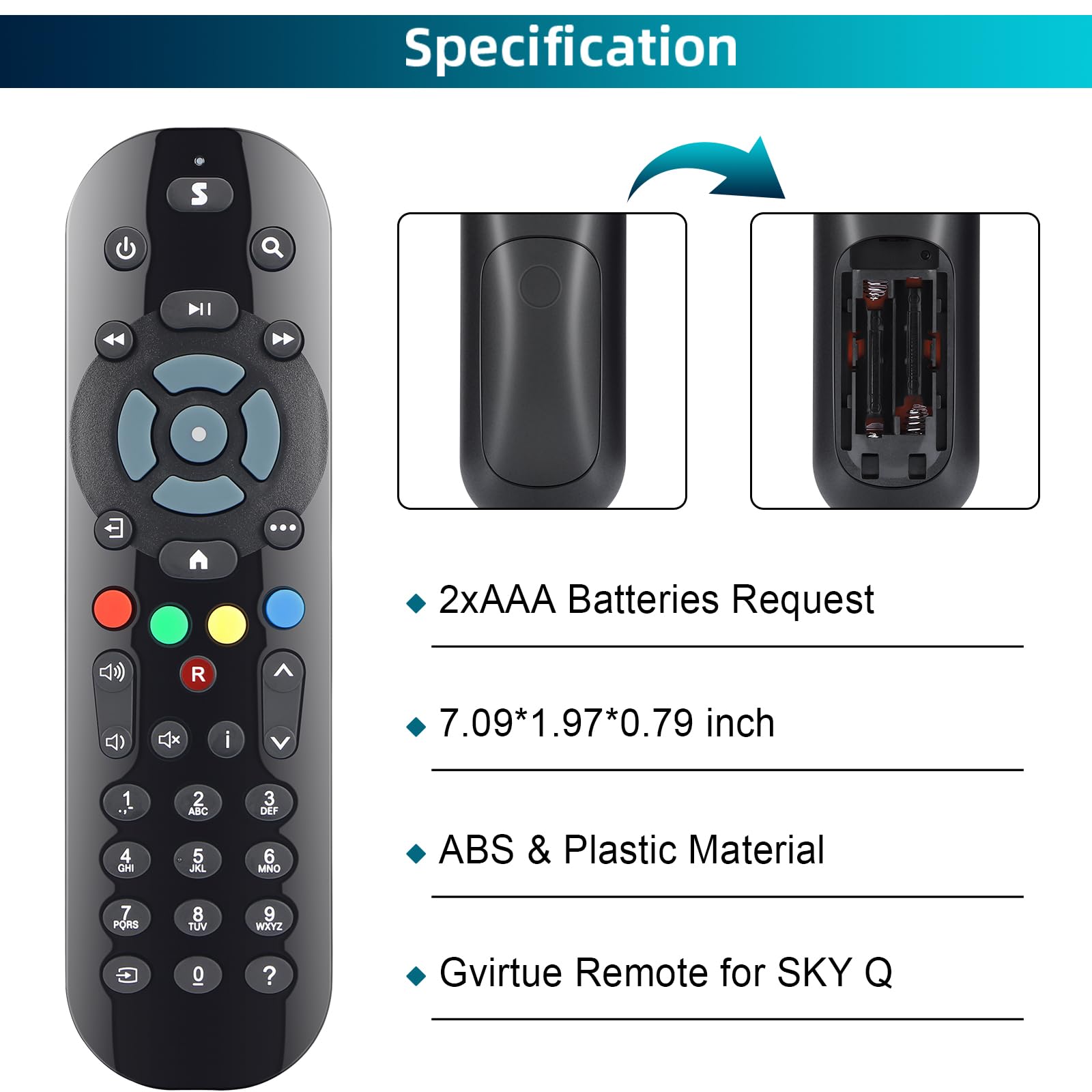2-Pack Replacement Remote Control for Sky Q Box, Sky Q TV Box, Mini Box & Silver Box (Non-Touch, No Voice) - Perfect for Home Entertainment & Easy TV Navigation