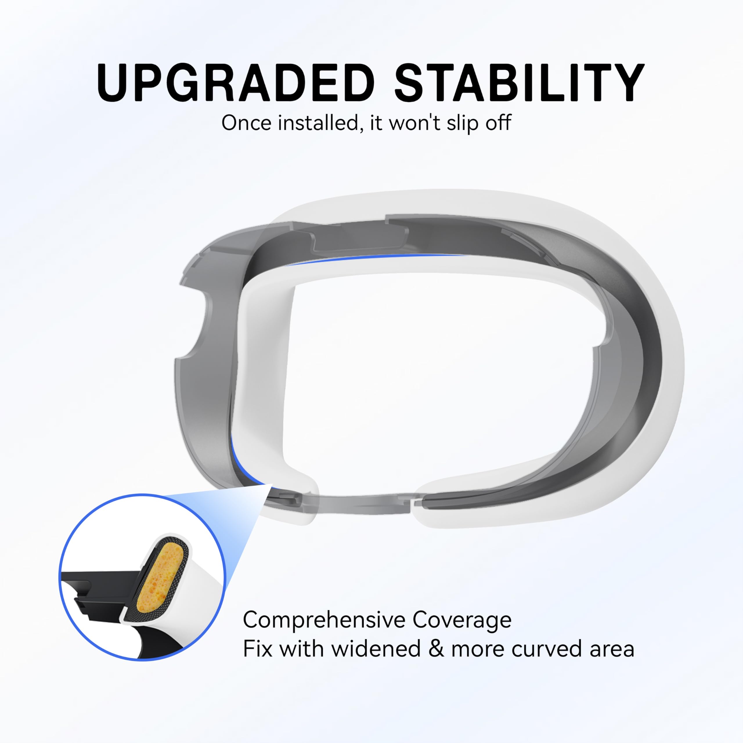 APEXINNO Silicone VR Face Cover for Oculus Quest 3 Headset Accessories - White - Soft Face Cushion Pad for Enhanced Comfort & Hygiene (Perfect for Gaming, VR Fitness & Extended Play Sessions)