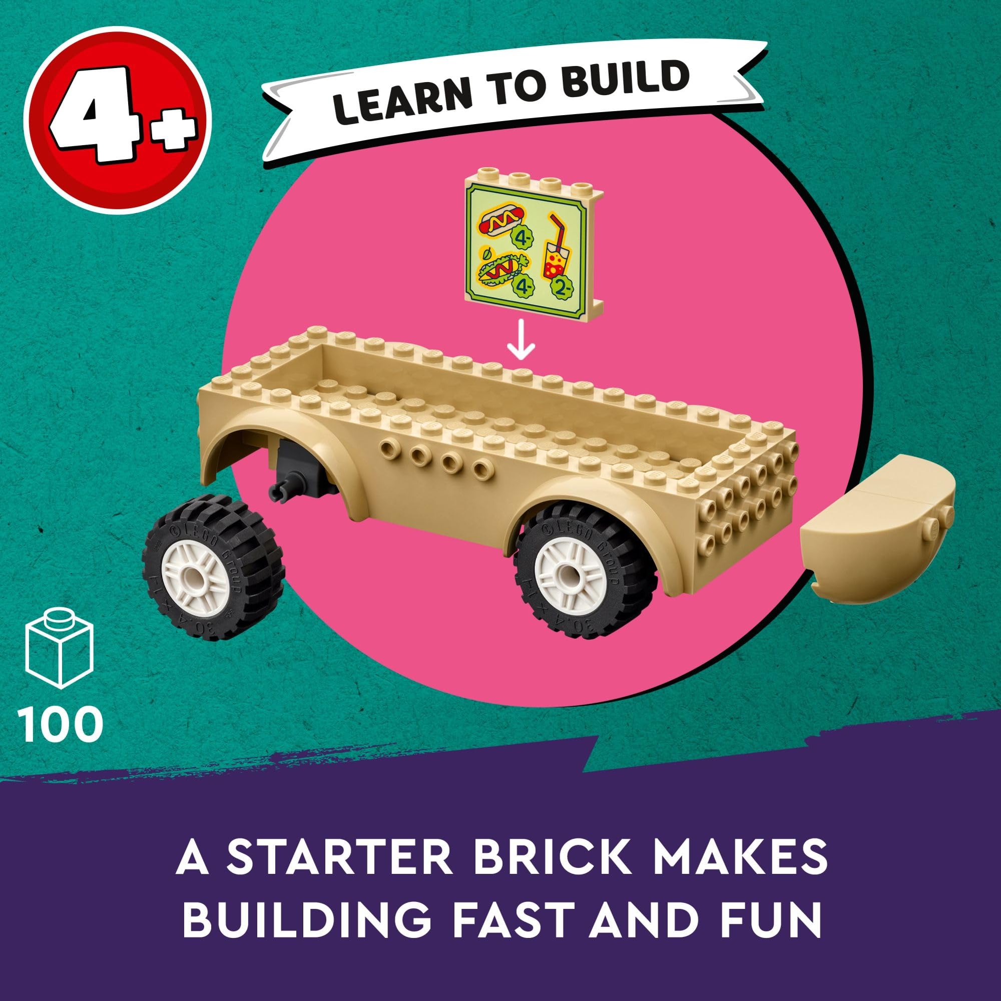 LEGO Friends Hot Dog Food Truck Toy Set with Mini Dolls & Cat Figure - Pretend Play Vehicle for Kids Ages 4+ (Model 42633) | Creative Building Kit for Girls & Boys | Birthday Gift Idea for Pretend Restaurant Play & Imaginative Fun