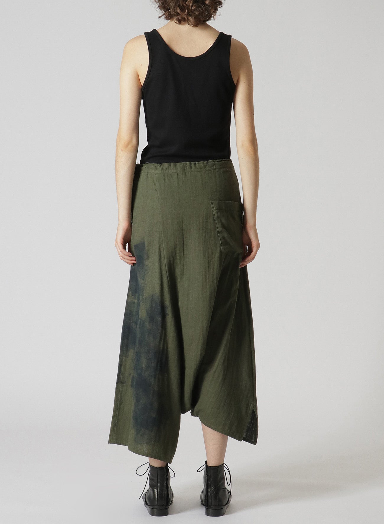 Soft & Breathable Cotton Double Gauze Asymmetrical Pants with Waist Tie - Flowy Blurred Net Print for Casual Wear, Boho Style & Summer Outfits