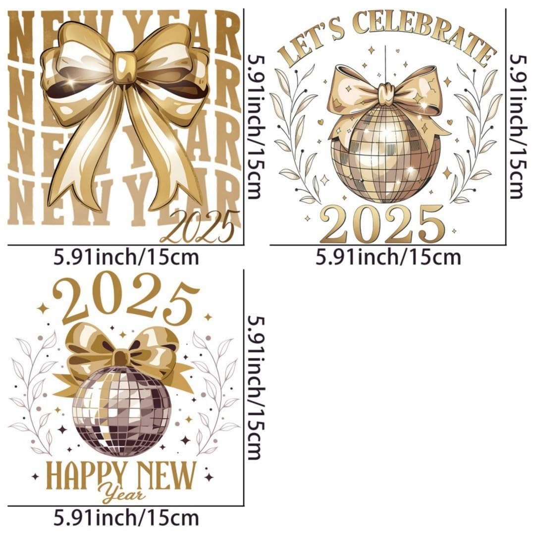 2025 New Year Iron-On Transfer Patch - Heat Press Vinyl Sticker for DIY T-Shirt & Clothing Decoration - Holiday Craft Applique for Custom Apparel, Gifts & Party Outfits
