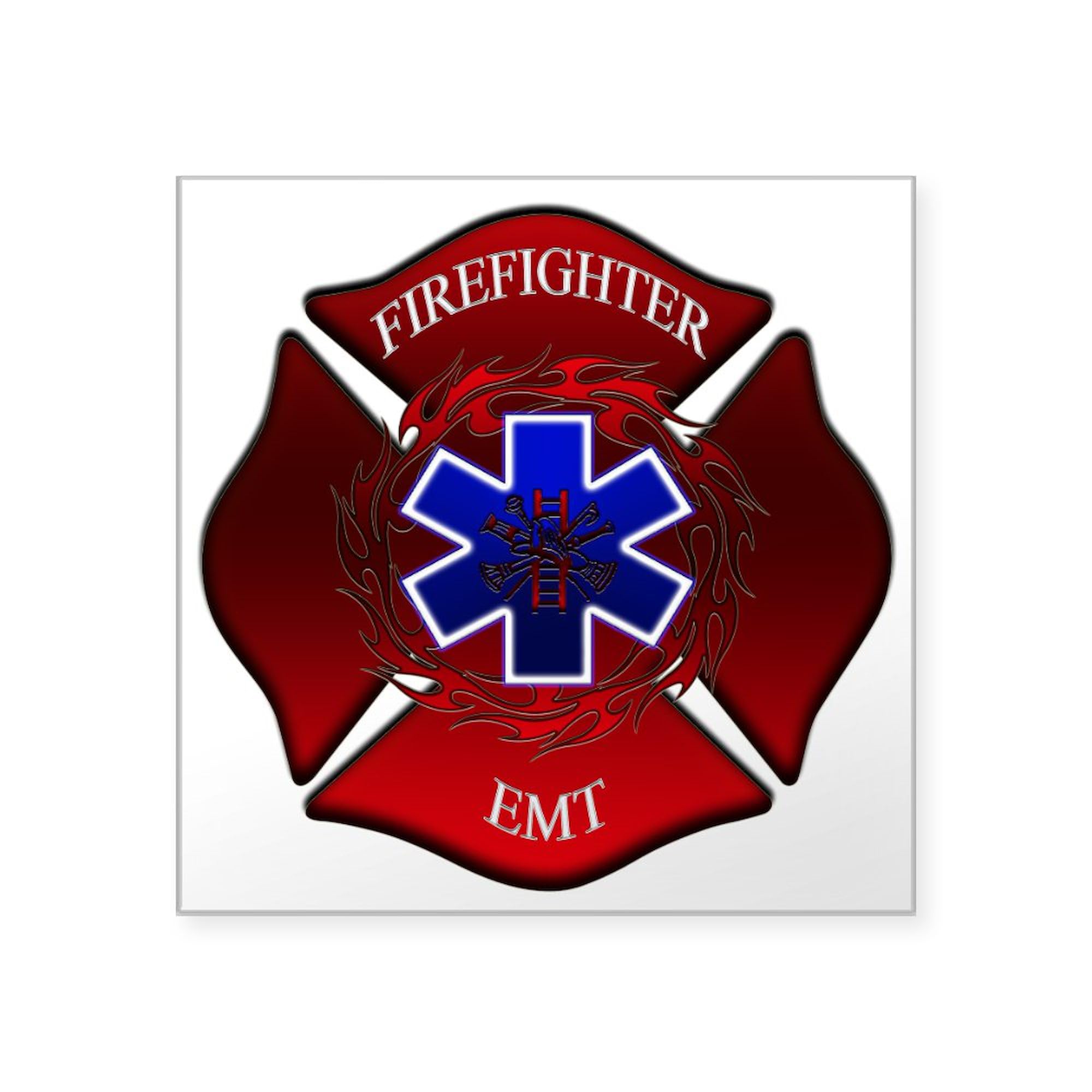 Firefighter EMT Rectangle Sticker - Durable Vinyl Car Decal & Bumper Sticker for Cars, Laptops, Windows - Perfect for First Responders, EMS Appreciation Gifts
