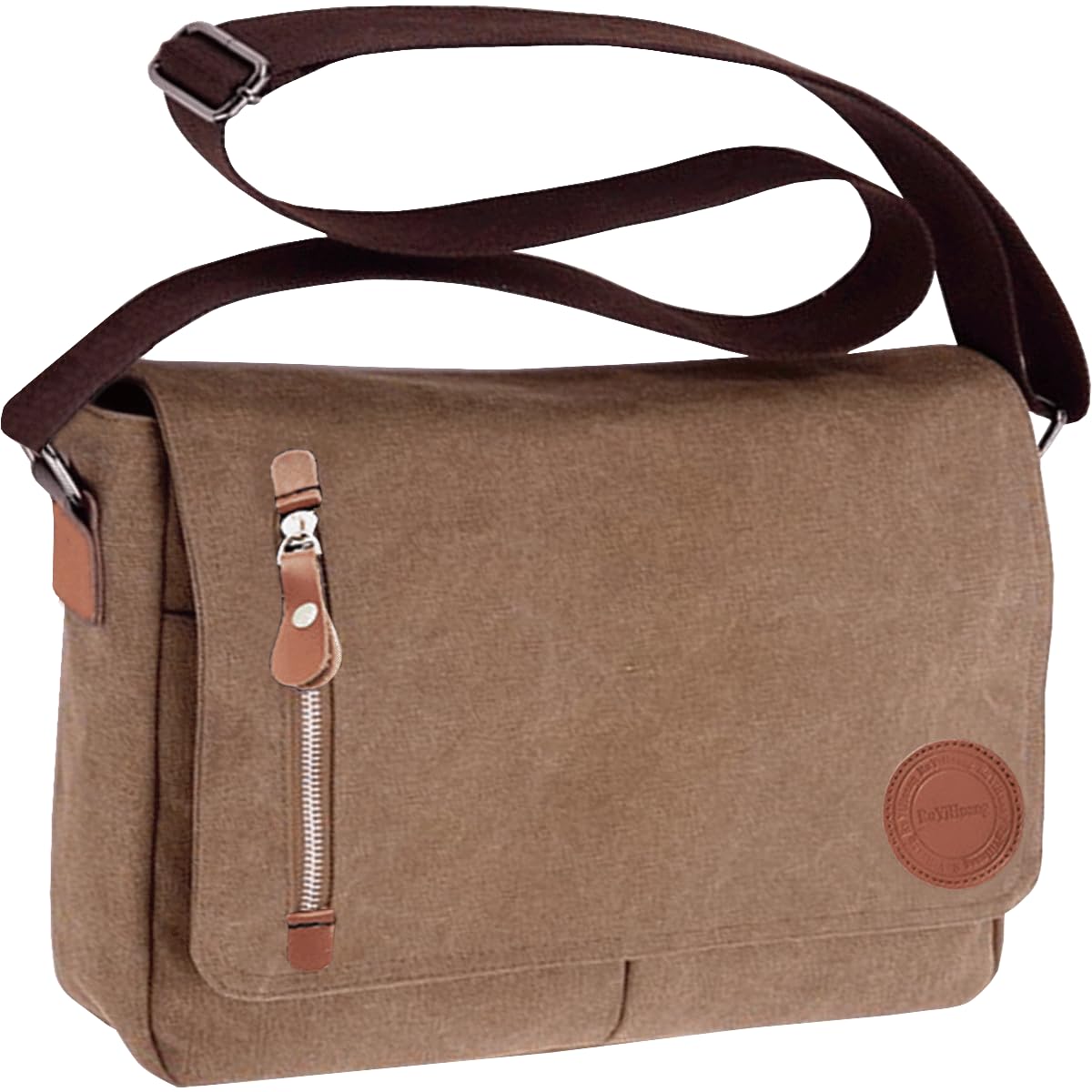 Vintage Canvas Messenger Bag for Men & Women - Crossbody Shoulder Bag with Laptop Compartment (Fits 13-13.6