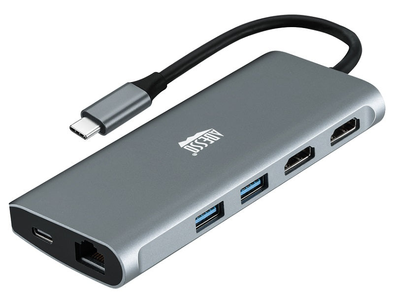 Adesso 9-in-1 USB C Hub with Dual HDMI 8K, 4K Display, 100W PD, Ethernet, USB 3.0 - Multi-Port Docking Station for MacBook Pro/Air, Dell, HP Laptops - Perfect for Home Office, Gaming & Video Editing