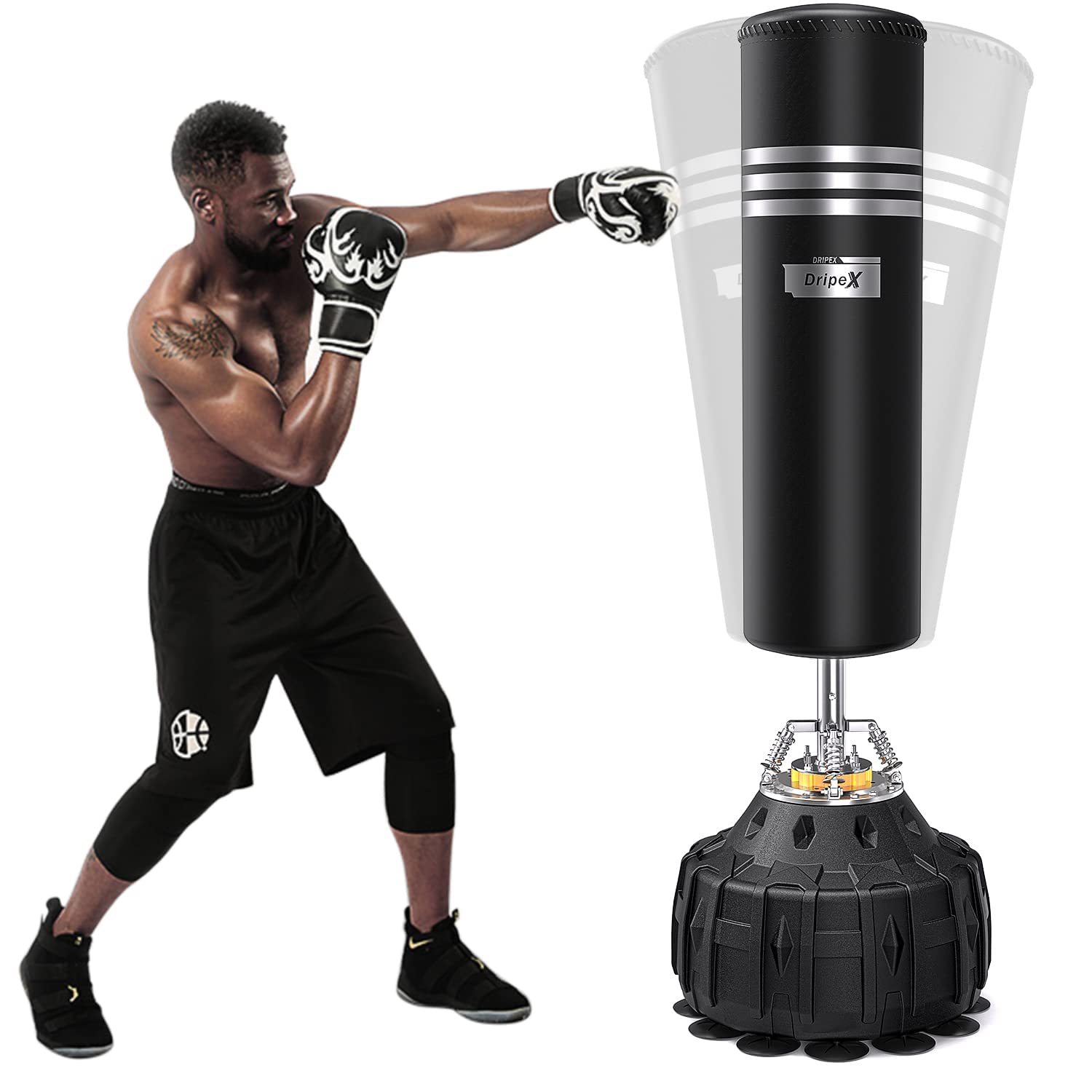 Dripex Freestanding Punching Bag - Heavy Duty Boxing Bag with Stand for Adults & Youth, Men's Standing Punch Bag for Home Gym, Training & Fitness Workouts - Perfect for Boxing Practice, MMA Training & Cardio Exercise