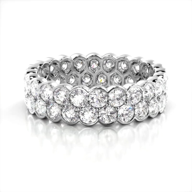 2.26 Carat Round Diamond Double Row Wedding Band Ring - Elegant Bridal Jewelry for Engagement, Anniversary & Special Occasions