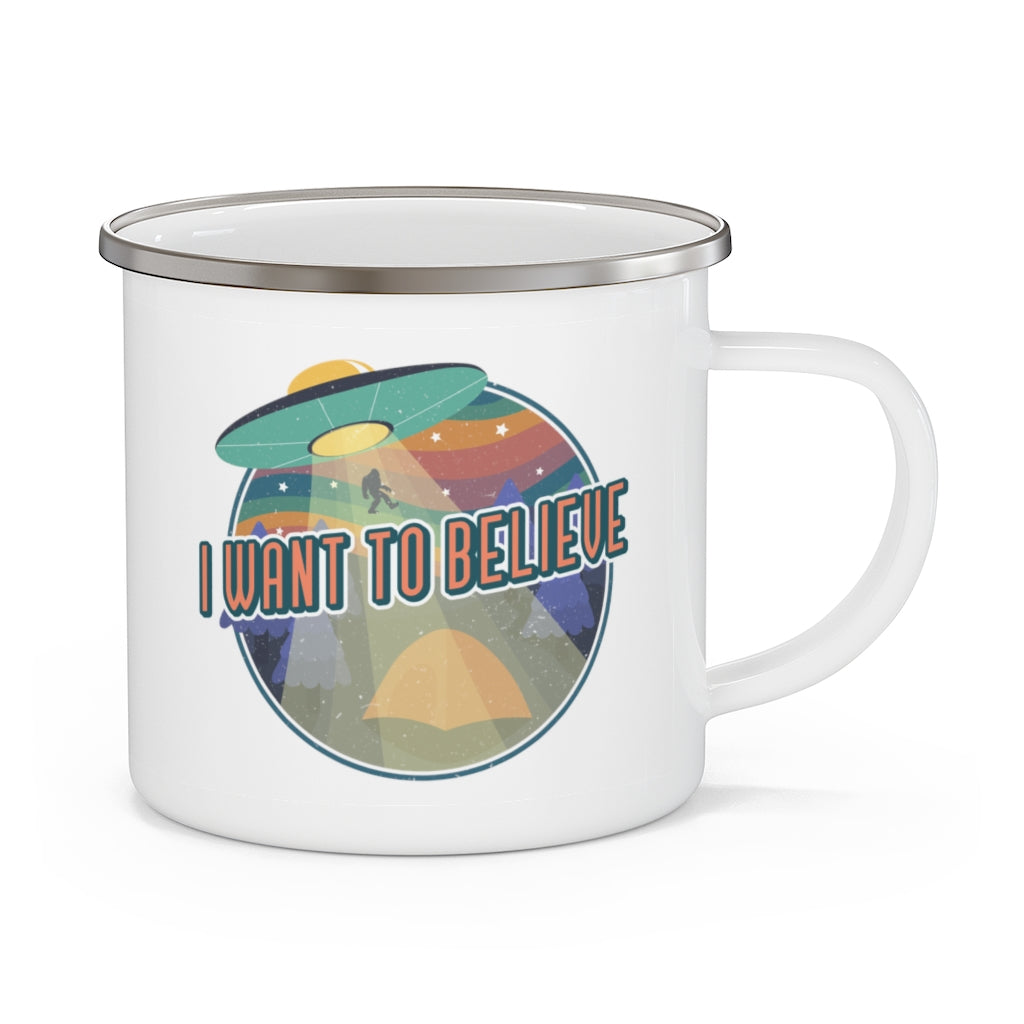 Alien 'I Want to Believe' Funny Camping Mug - Insulated Travel Coffee & Tea Cup for Outdoor Adventures, Hiking & Road Trips