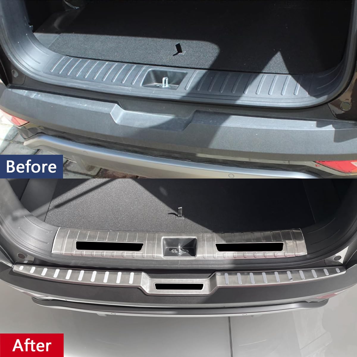 Stainless Steel Rear Bumper Sill Plate Guard Cover for Hyundai Tucson 2022-2024 - Inside & Outside Protection Trim (Silver, 2PCS) | Durable Car Accessories for Parking & Loading Protection