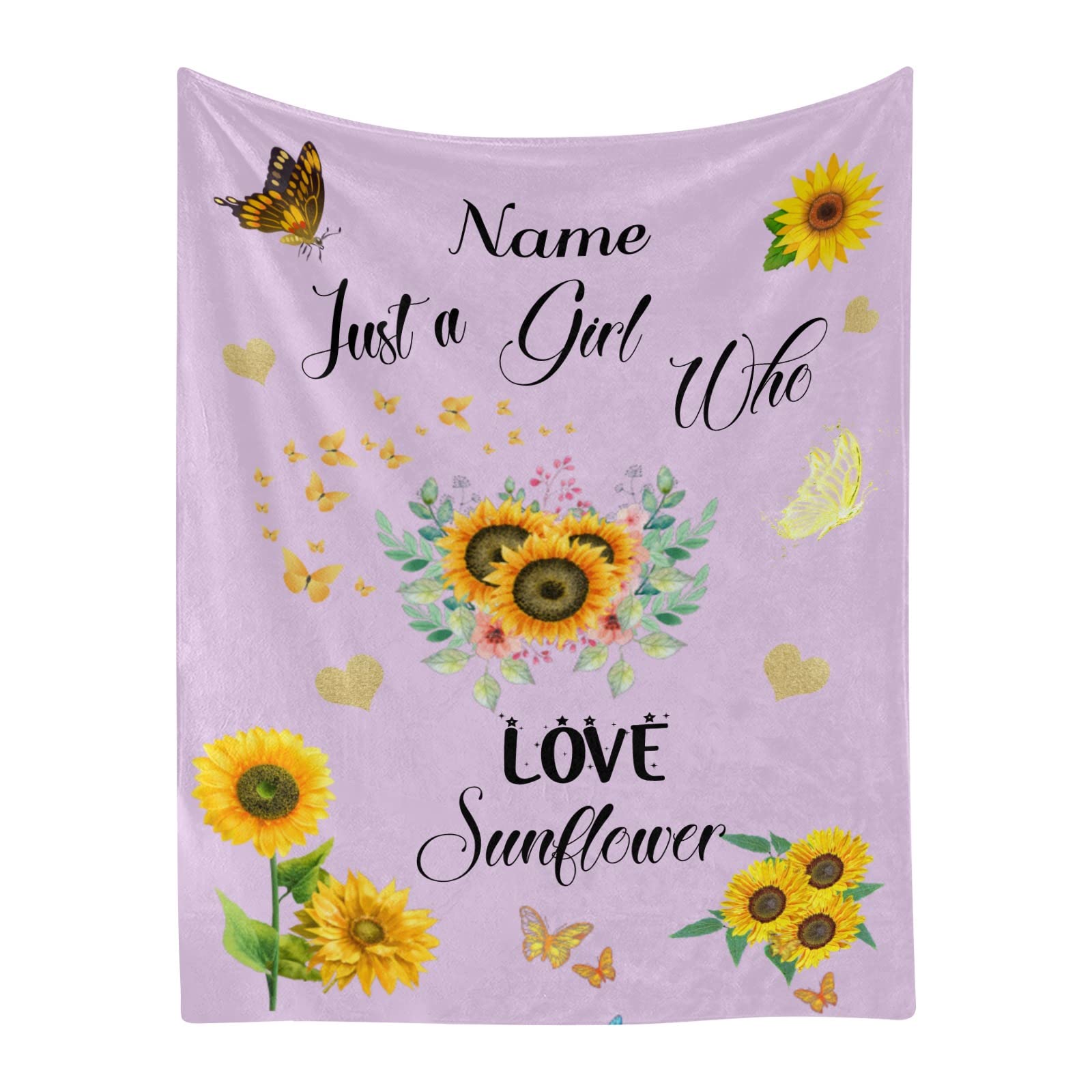 **Personalized Sunflower Fleece Blanket - Custom Name 60