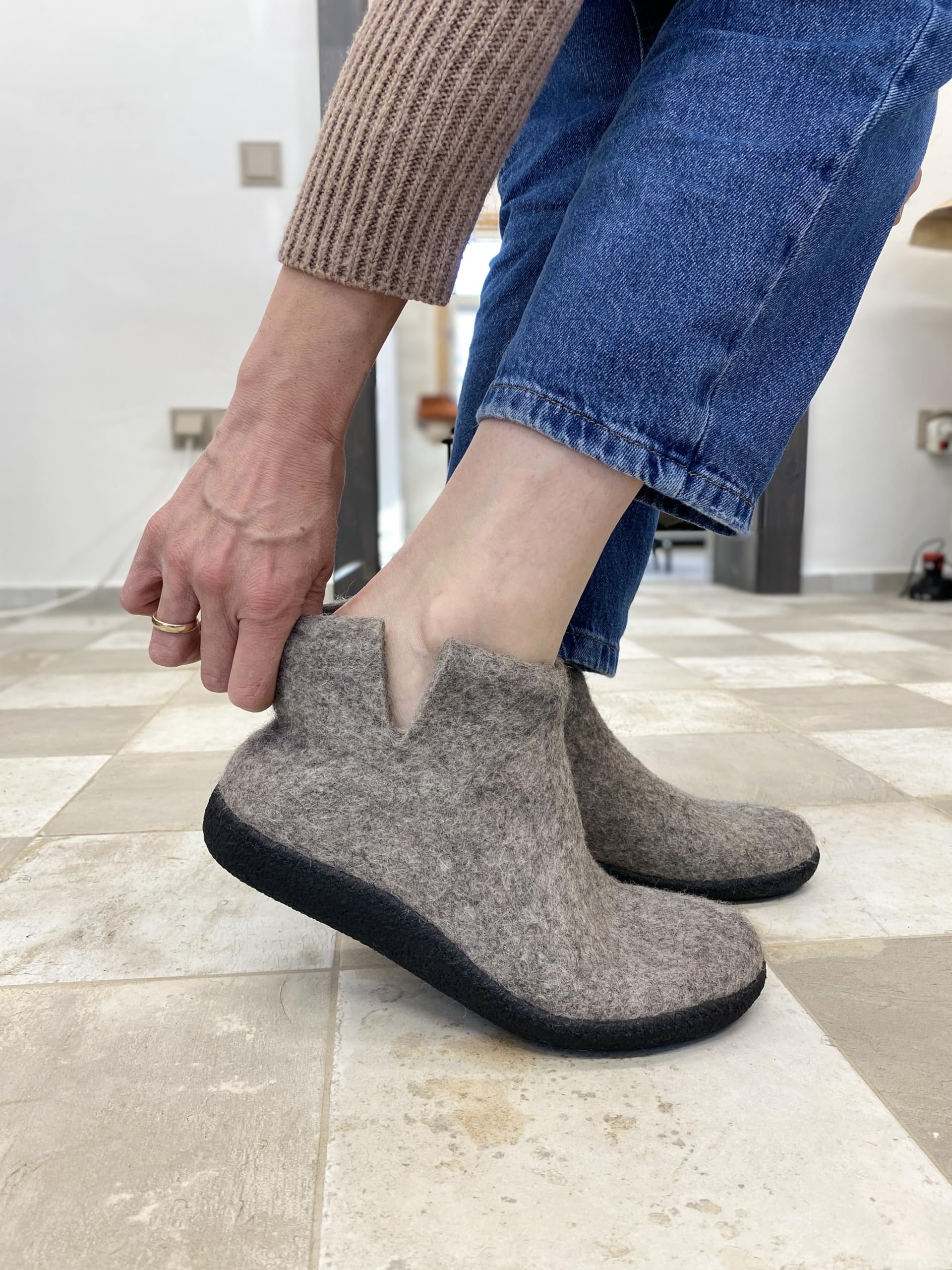 Women's Classic Felted Wool Ankle Boot Slippers - Cozy Indoor/Outdoor House Shoes for Winter - Best Mother's Day Gift for Women - Perfect for Home, Office & Travel Comfort