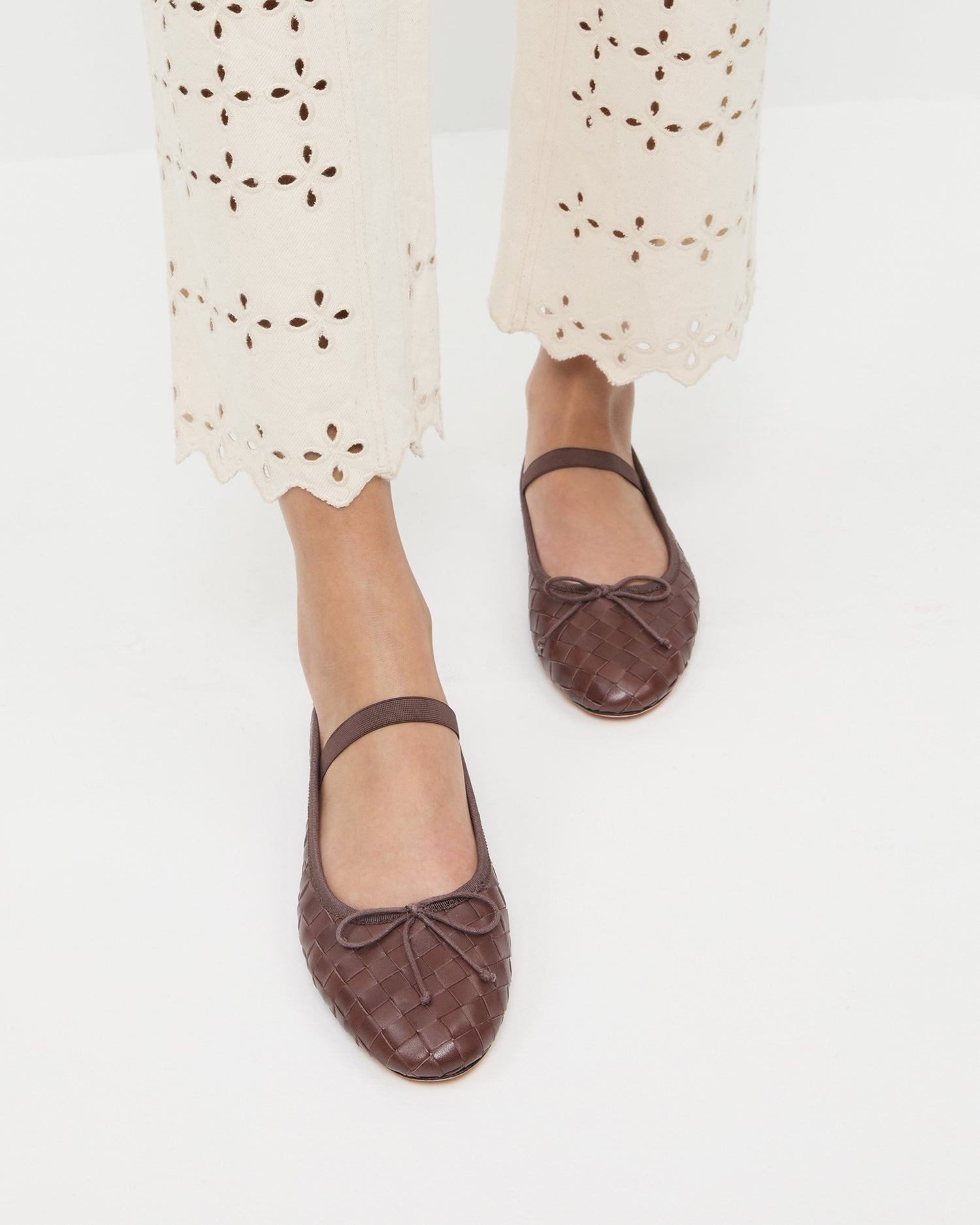 Leonie Espresso Woven Ballet Flat Shoes for Women - Comfortable & Stylish Loafers - Perfect for Office, Casual Outfits & Travel