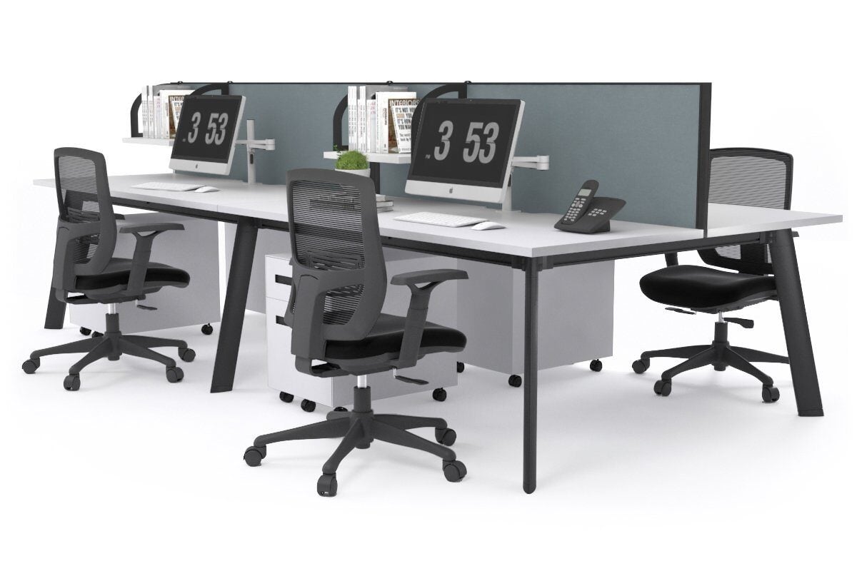 4-Person Black Frame Workstation with Cable Management - 1600L x 800W Office Desk for Team Collaboration | Perfect for Open Offices, Coworking Spaces & Home Offices