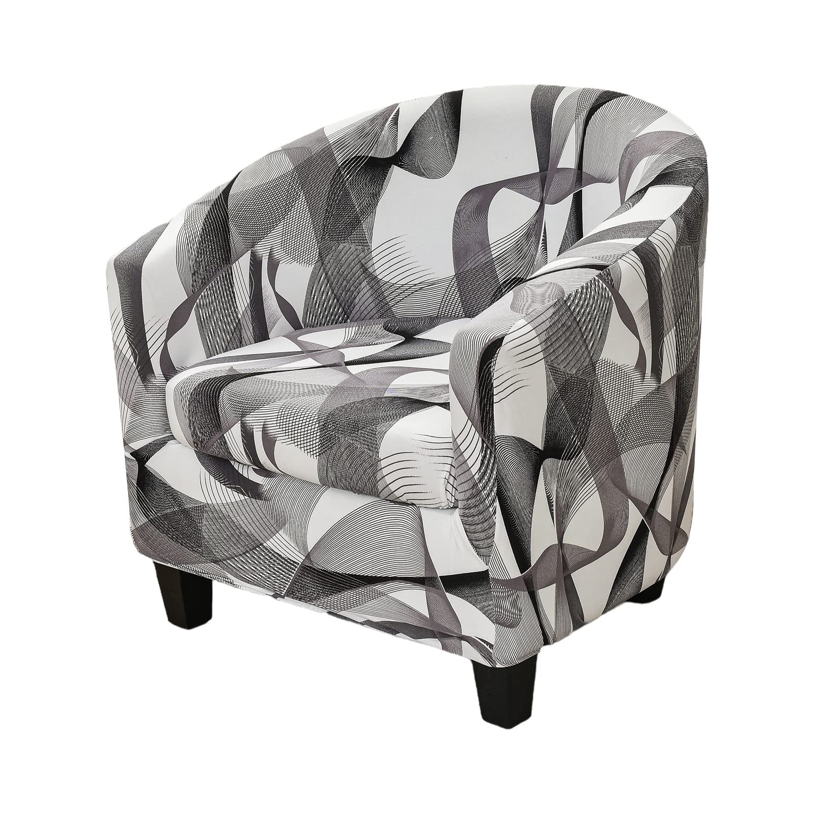 KRFOONN 2-Piece Stretch Printed Round Barrel Chair Slipcover Set - Elastic Bottom Removable Furniture Protector Cover for Living Room, Office & Dorm - Soft Fabric Club Chair Cover (Color17) | Spruce Up Your Home Decor