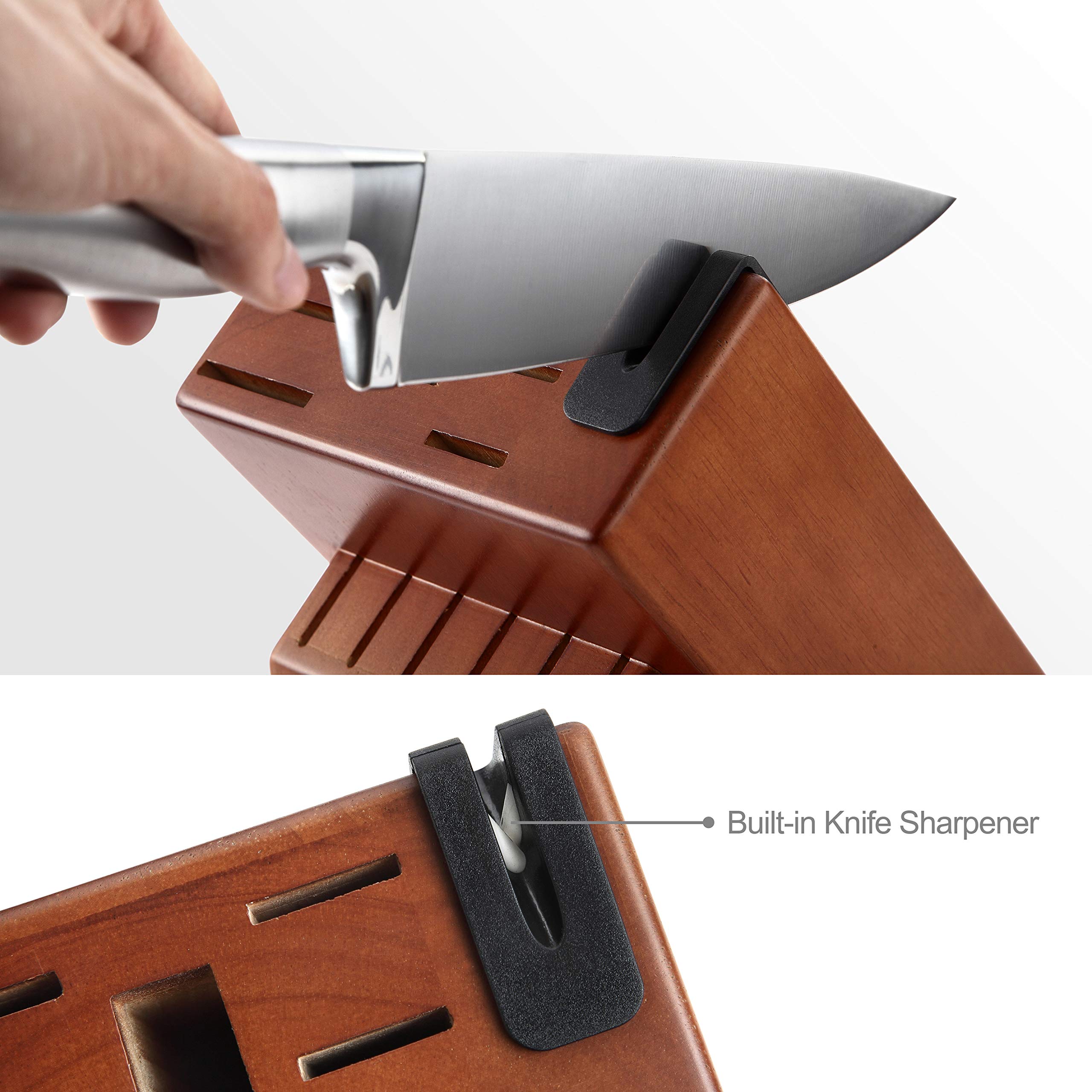 McCook® German Stainless Steel Knife Set with Built-in Sharpener - 15-Piece Kitchen Knife Block Set for Professional Chefs & Home Cooking - Perfect for Meat Cutting, Vegetable Chopping & Food Prep