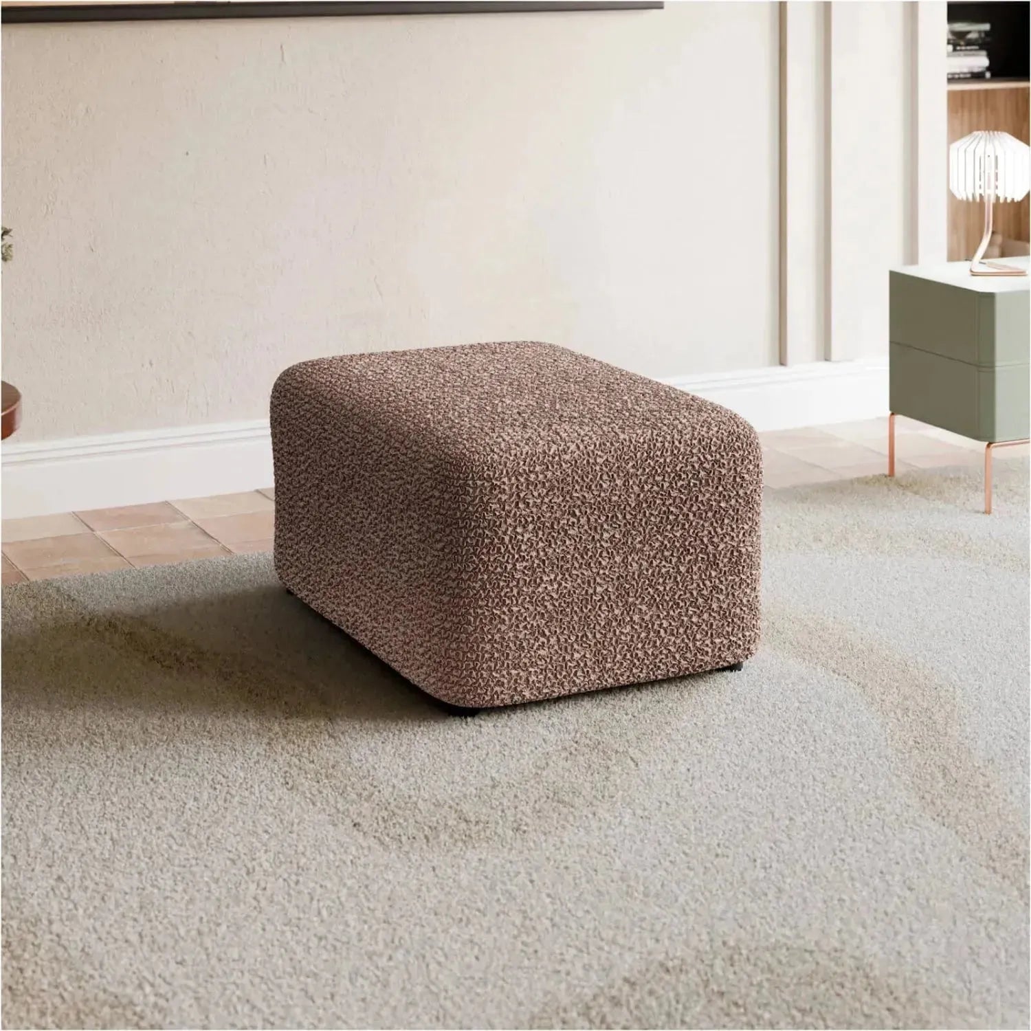 Ottoman Slipcover Medium - Mille Righe Collection - Stretchable Furniture Cover for Living Room, Bedroom & Office Decor
