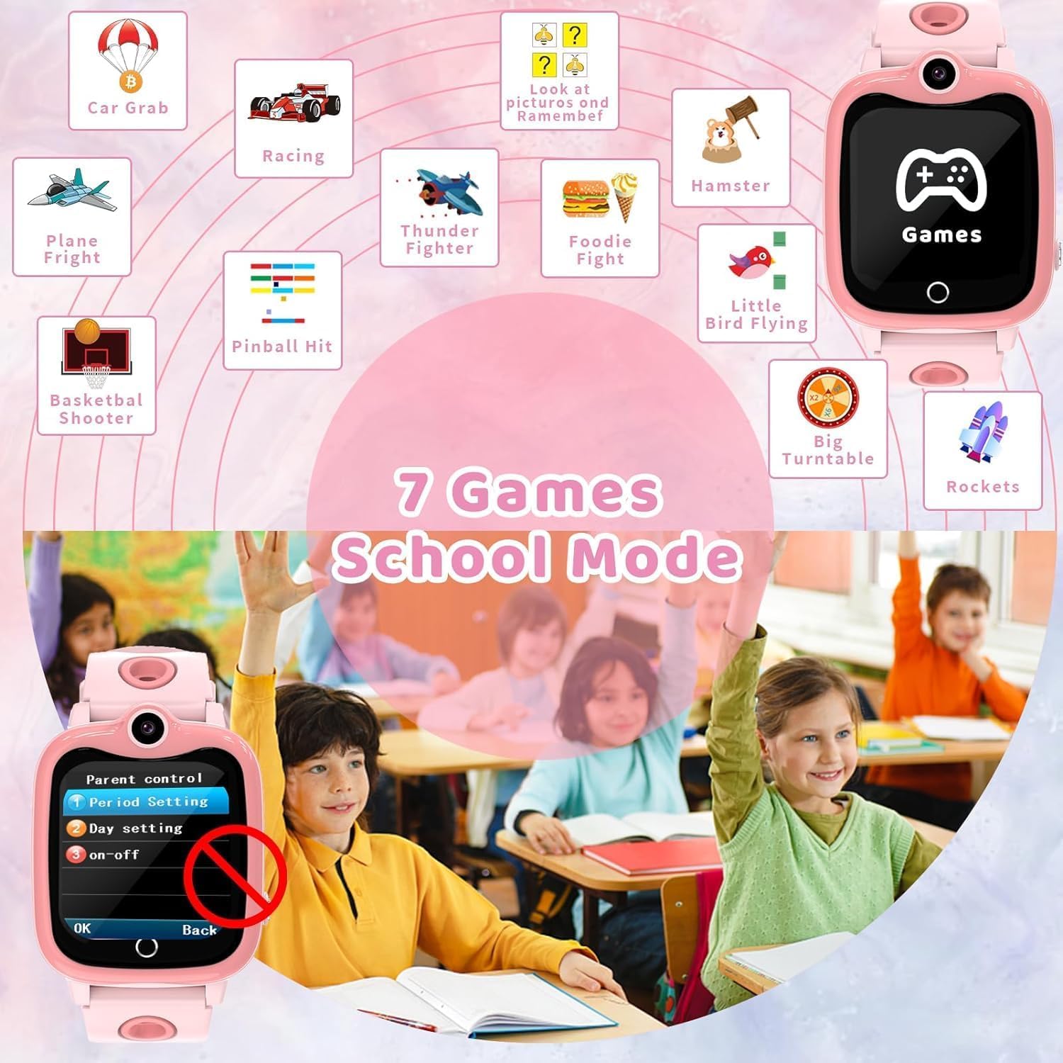 Ruopoem Kids Smart Watch - Birthday Toy Gifts for Girls & Boys Ages 3-8 - Waterproof Digital Watch with Games & Alarm Clock - Perfect for School, Playtime & Outdoor Activities