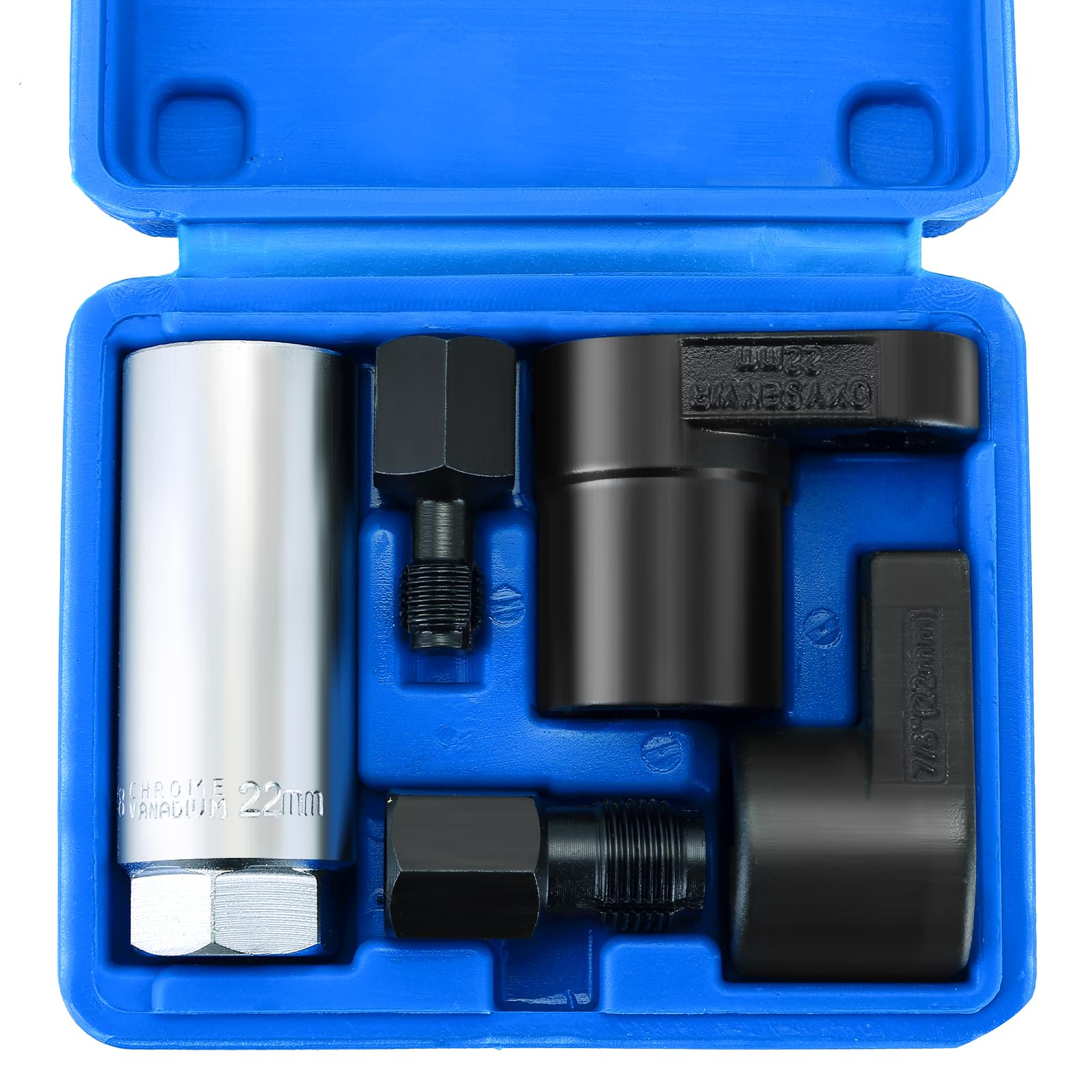 5-Piece Oxygen Sensor Socket Set - Automotive O2 Sensor Wrench Remover Tool with Offset Design & Thread Chaser - Perfect for Car Repair, Maintenance & DIY Auto Projects