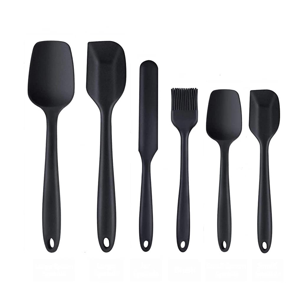 Non-Stick Silicone Spatula Set - Heat-Resistant Baking Scraper, Flexible Kitchen Utensils for Mixing, Spreading & Frosting - Perfect for Cakes, Cookies & Desserts (Black)