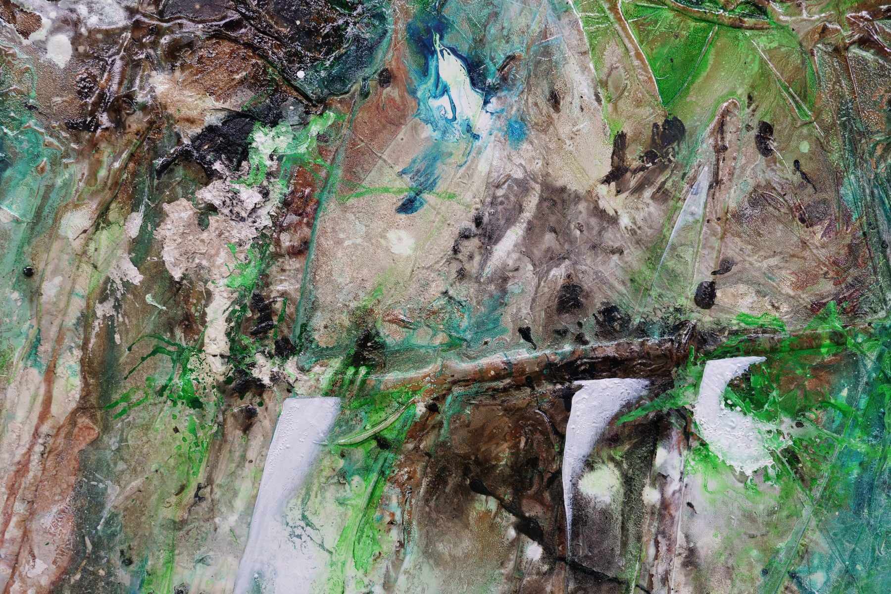 Palm Springs Bling 160cm x 100cm Green Rust Textured Abstract Canvas Art - Modern Wall Decor for Living Room, Bedroom & Office