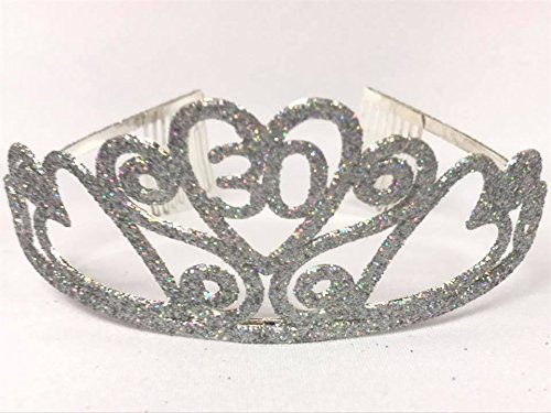 30th Birthday Princess Tiara Crown - Silver Metal Party Tiara for Women - Perfect for Birthday Celebrations, Bachelorette Parties & Costume Events