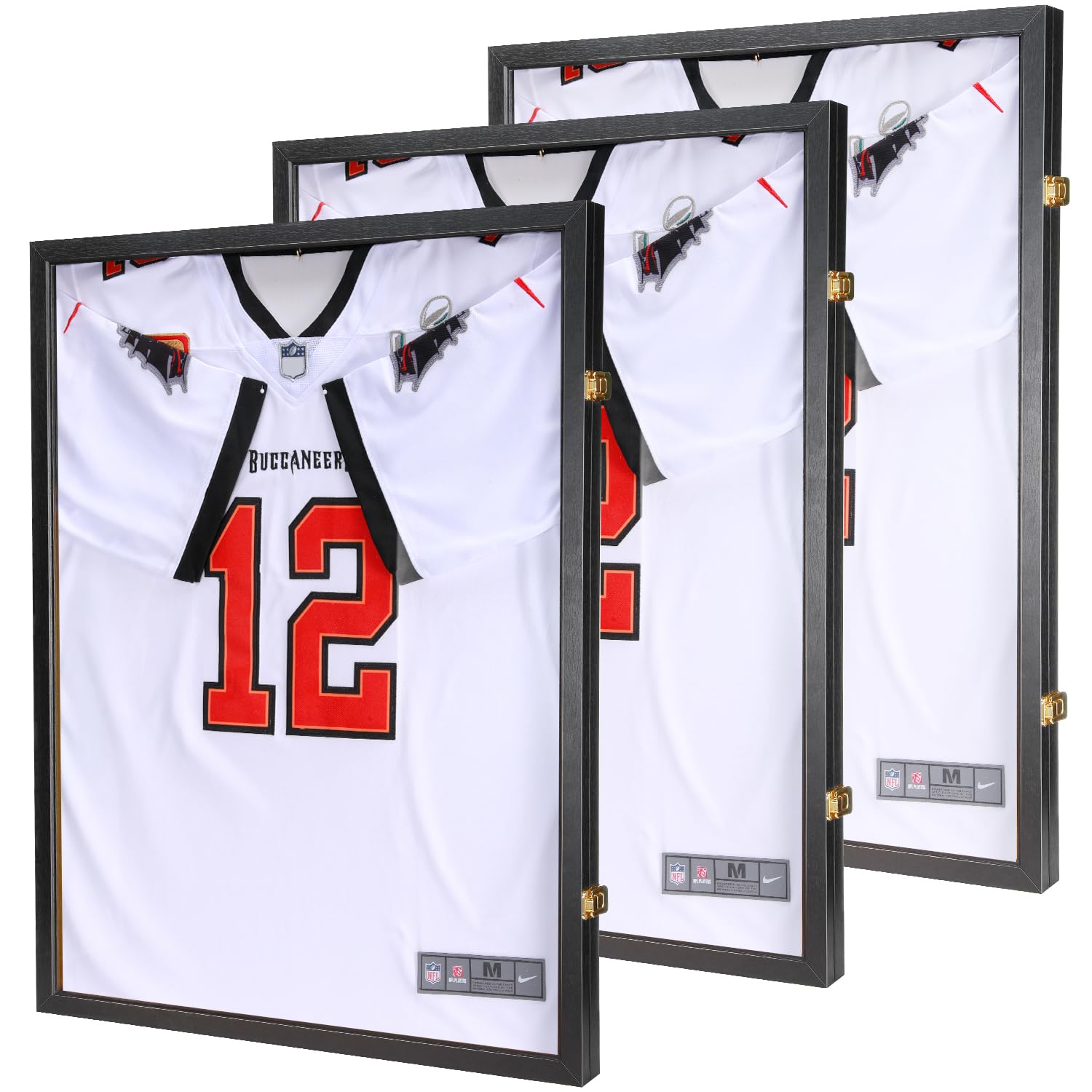 Premium Wooden Shadow Box Display Case - 98% UV Protection Acrylic with Hanger for Baseball, Basketball, Football & Hockey Jerseys (Black, 3-Pack) - Perfect for Sports Memorabilia, Uniform Preservation & Home Decor