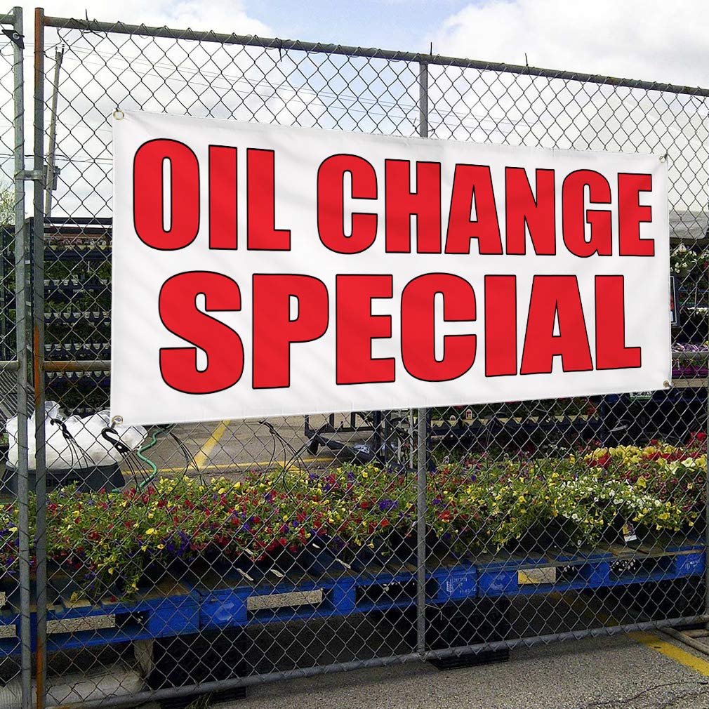 Premium Vinyl Banner - 48x96 Inches, Weatherproof & Durable for Auto Body Shops, Car Repair Businesses - Oil Change Special Signs with 8 Grommets - Ideal for Outdoor Advertising, Yard Signs & Industrial Use