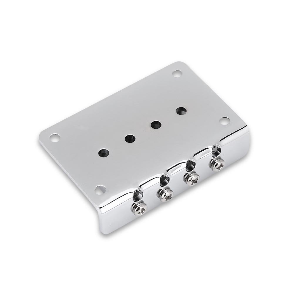 4 String Electric Guitar Bridge - Bnineteenteam Hardtail Metal Fixed Saddle Bridge for Cigar Box Guitar, Bass & Ukulele with Tool Kit | Perfect for DIY Guitar Repair & Upgrades