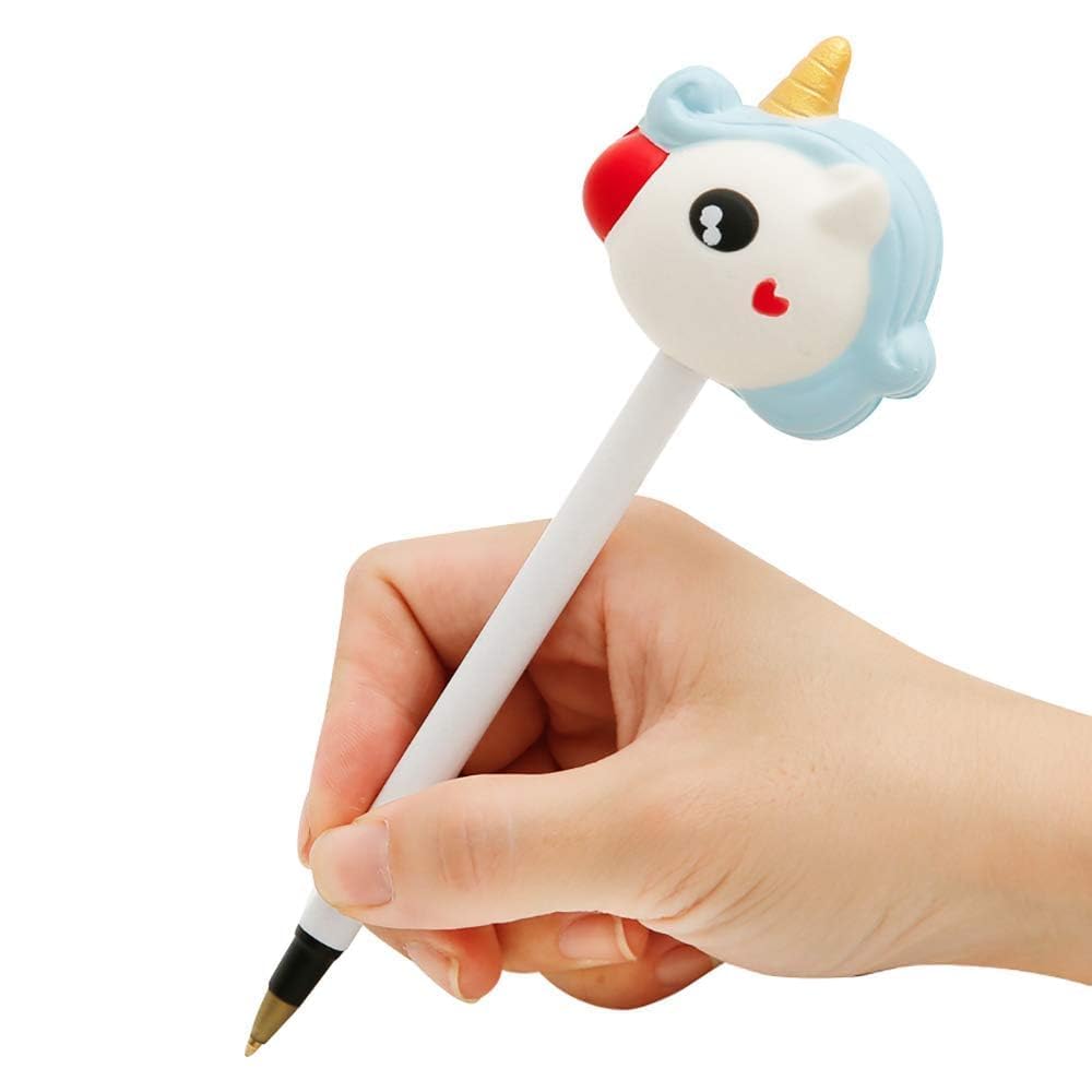 Anboor 3-Pack Kawaii Squishy Pen Grips - Unicorn, Mermaid, Panda - Slow Rising Scented Pencil Toppers for Kids Study & Play