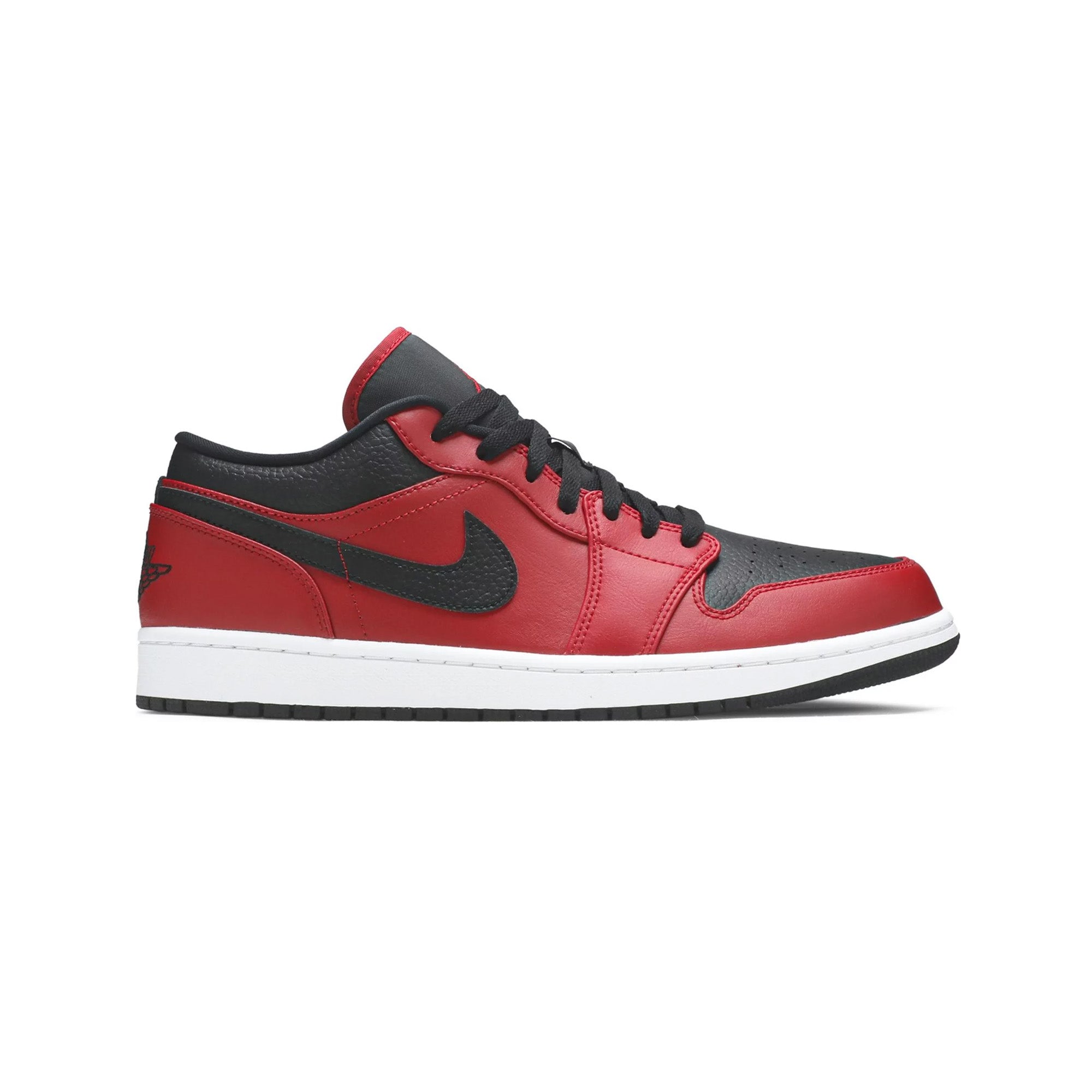 Air Jordan 1 Low 'Reverse Bred Pebbled Swoosh' Sneakers (2021) - Men's Basketball Shoes for Casual Wear & Street Style