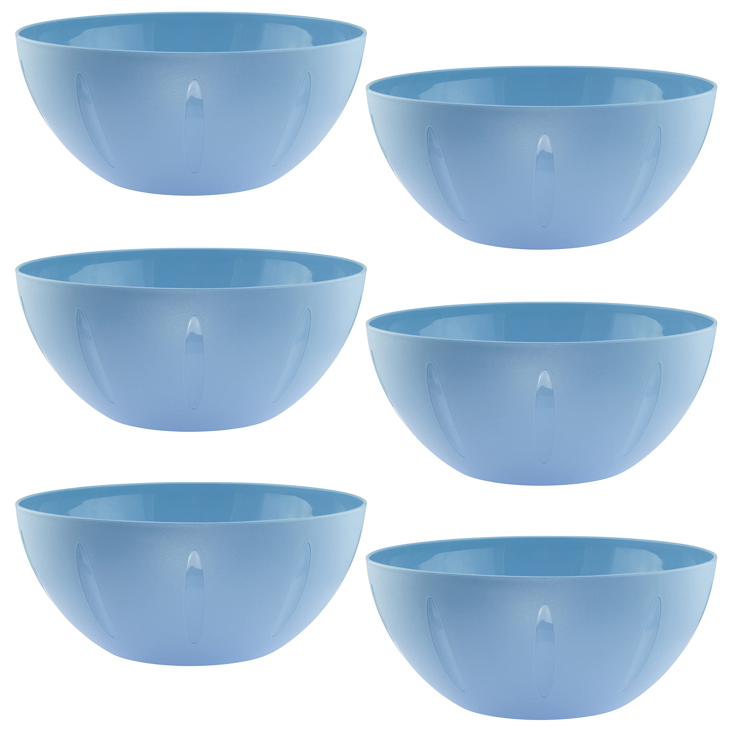 YBM HOME 8-Inch Plastic Mixing Bowls Set of 6 - Microwave Safe for Kitchen & Picnic