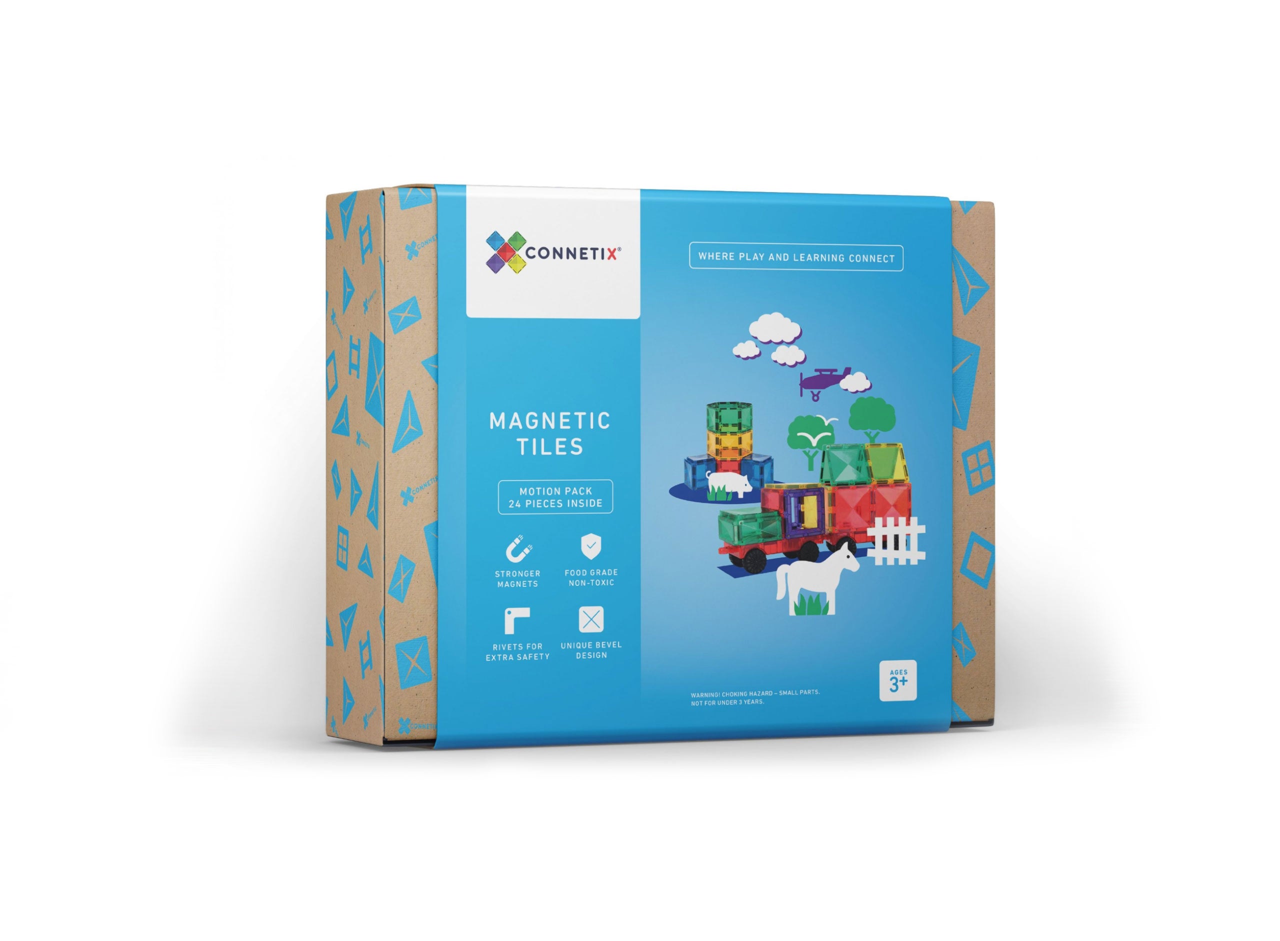 Connetix 24 Piece Magnetic Tiles Motion Pack - STEM Educational Building Toys for Kids, Perfect for Creative Play & Learning at Home or School