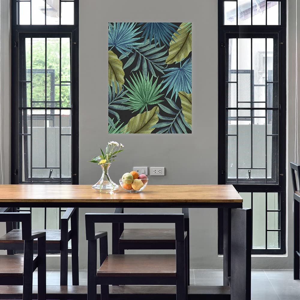 Tropical Leaves Canvas Wall Art - Hand-Painted Fine Art Decor by Seven Trees Design for Living Room, Bedroom, Office & More - Ready to Hang 24x32 Inches - Perfect for Coastal, Boho & Modern Home Decor
