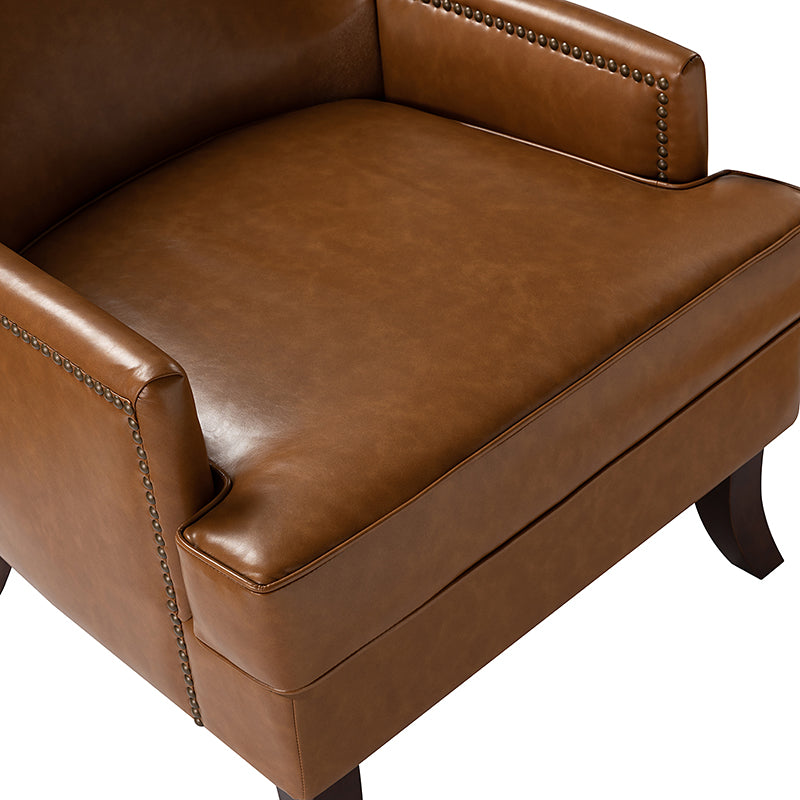 Mid Century Modern Vegan Leather Accent Armchair - Aurelia Stylish Lounge Chair for Living Room, Office & Reading Nook