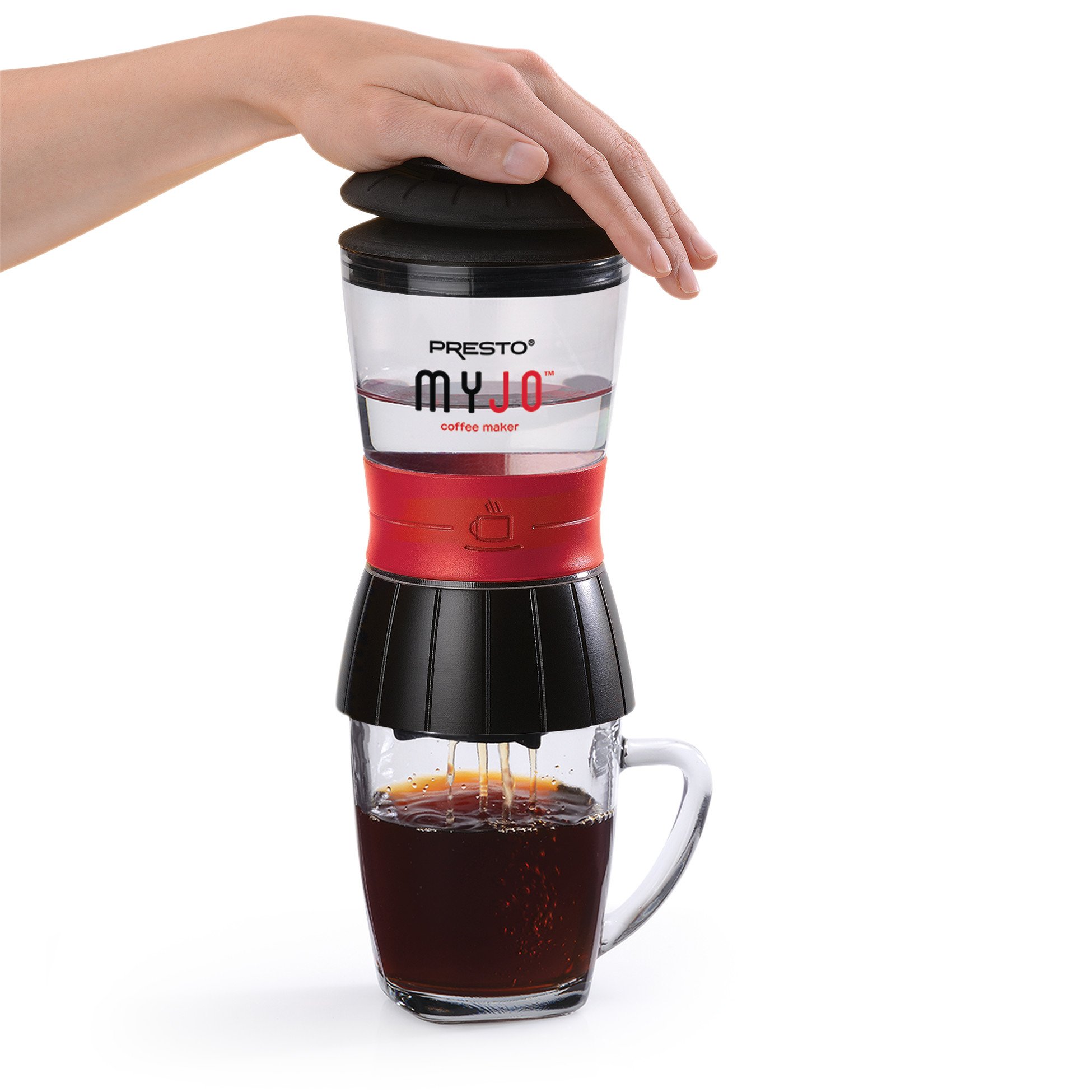 Presto 02835 MyJo Single Cup Coffee Maker - Compact 1-Cup Black Coffee Brewer for Home, Office & Travel | Fast Brewing, Easy to Use, Perfect for Small Spaces