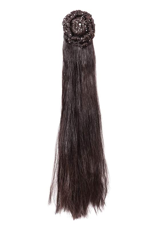 NAVMAV 30inch Long Shiny Straight Bridal Hair Extensions - Natural Looking Juda/Bun Wig Accessories for Women & Girls - Perfect for Weddings, Cosplay & Daily Styling