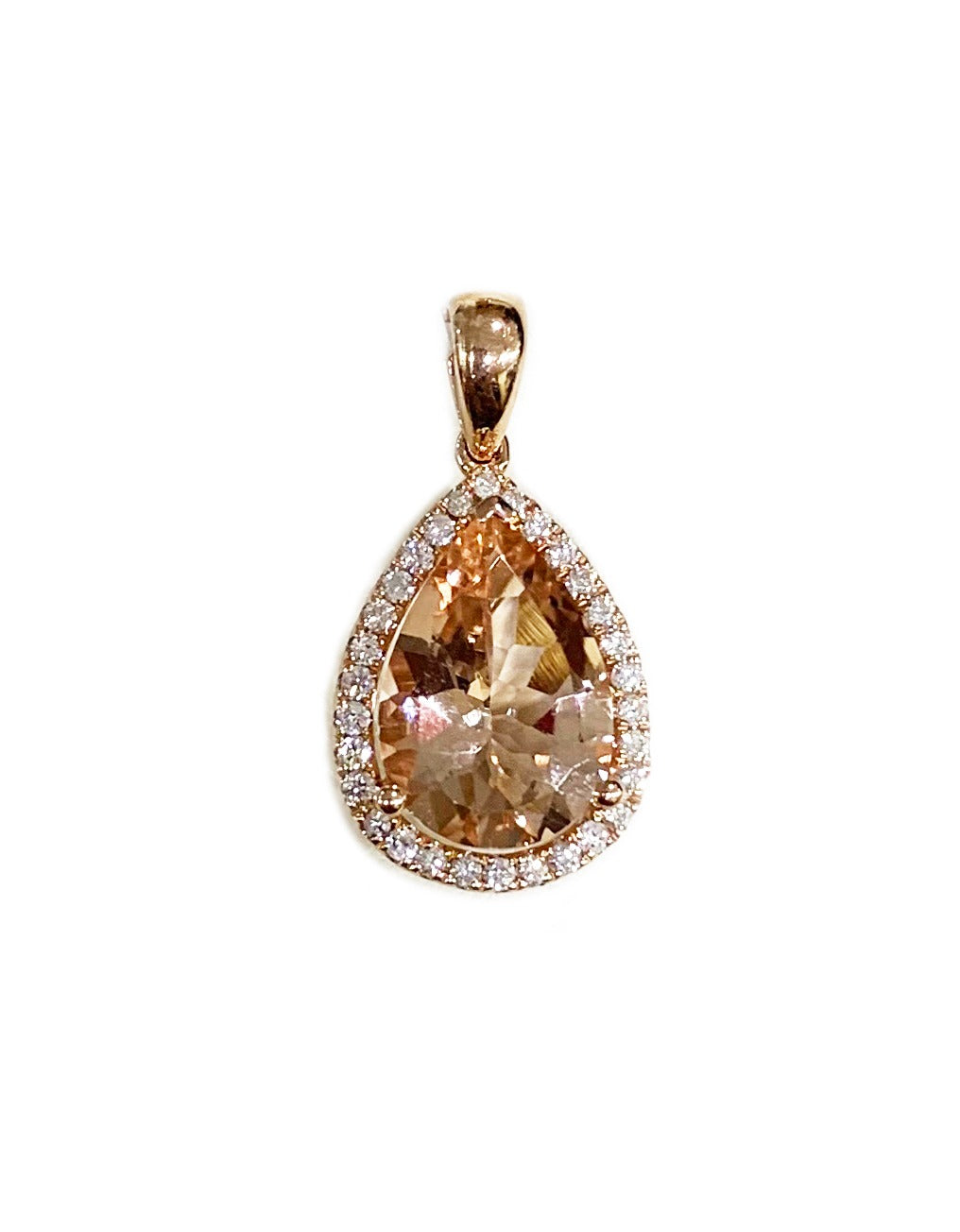 14K Rose Gold Morganite Pendant Necklace for Women - Elegant Jewelry Gift for Valentine's Day, Anniversary & Special Occasions