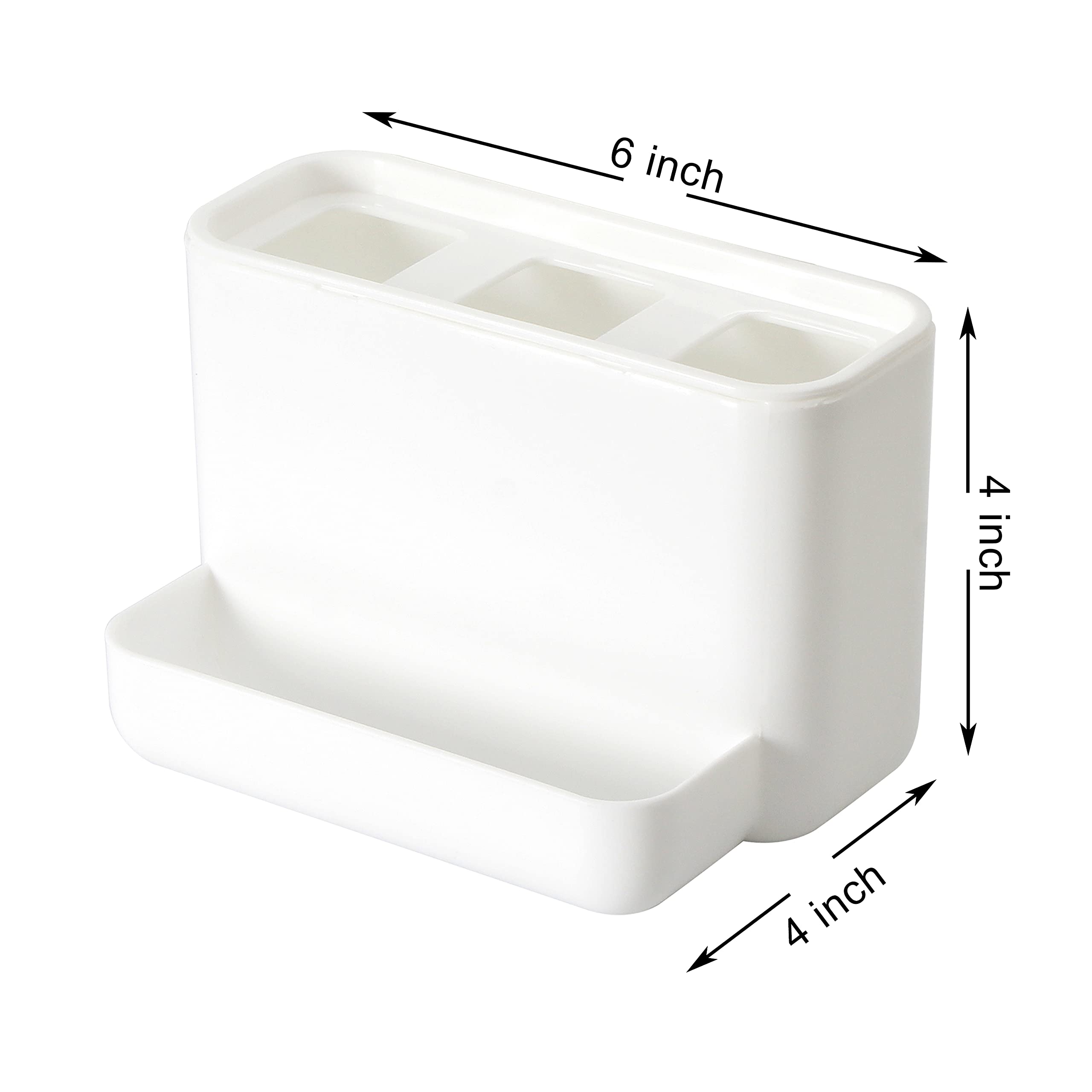 Youngever 2 Pack Plastic Toothbrush Holders for Bathroom - 4 Compartment Countertop Organizer for Toothbrushes, Razors & Makeup Brushes | Space Saving Bathroom Storage Solution for Sink, Vanity & Countertop