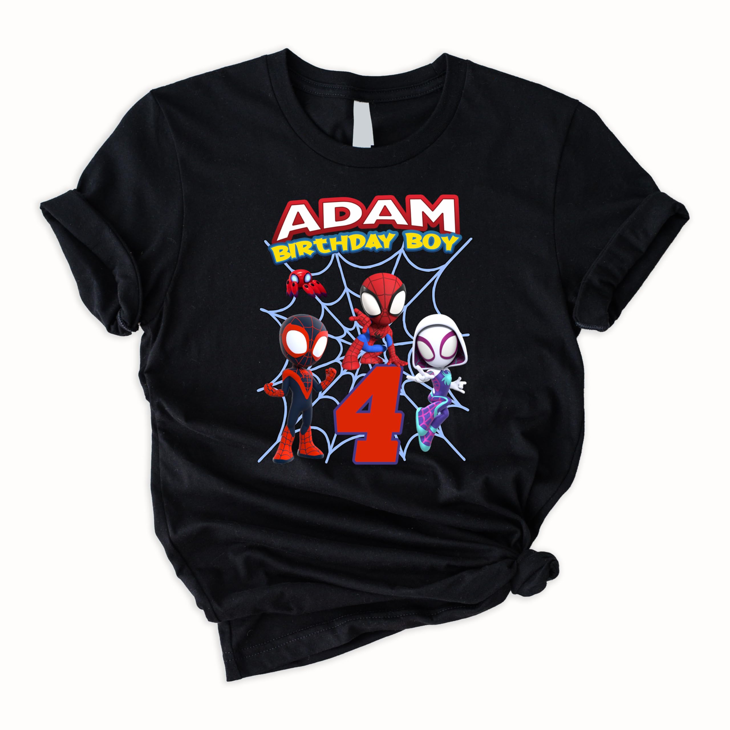 Spider Birthday Shirt - Personalized Custom Spider T-Shirt for Kids & Family Matching Outfits | Toddler Birthday Party, Halloween Costume, Themed Family Photo Outfits