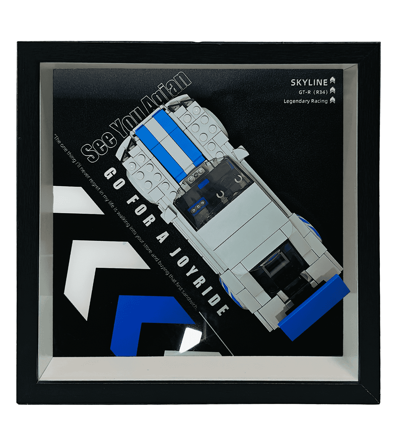 Lego Speed Champions 2 Fast 2 Furious Nissan Skyline GT-R (R34) 76917 Display Frame - Premium Acrylic Showcase for Lego Car Models - Perfect for Home Office Decor, Gift & Collection Display