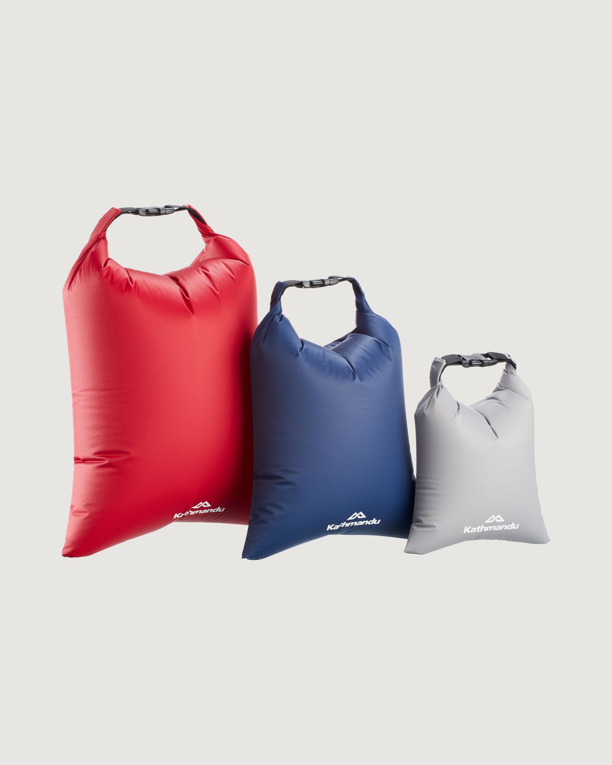3 Pack Waterproof Dry Sacks - Chilli Pepper/Dark Blue/Steel Grey for Camping, Hiking, Kayaking & Outdoor Adventures