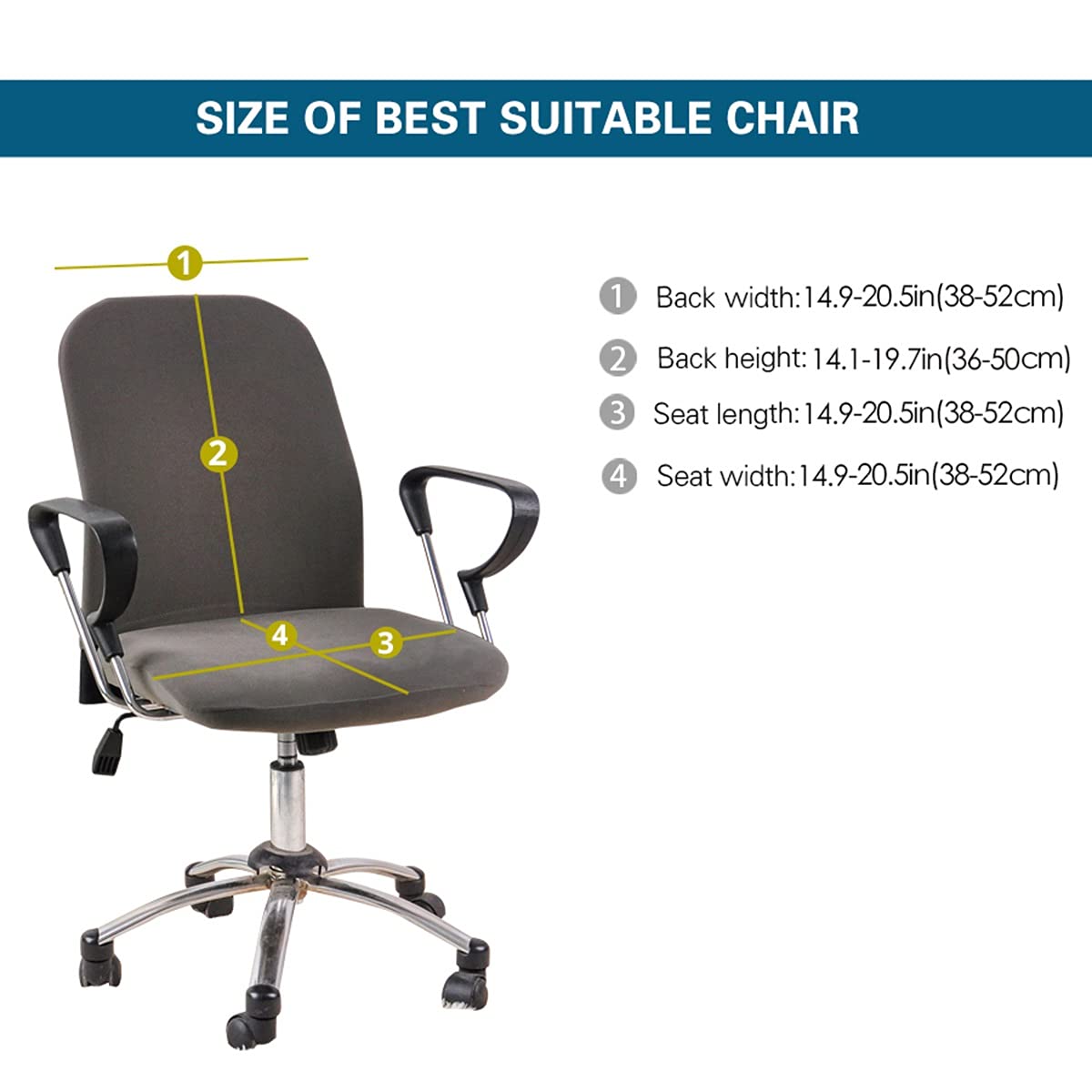 Stretchable Spandex Office Chair Covers - Washable & Removable 2-Piece Set, Soft Computer Chair Protector for Home & Hotel Use - Green | Perfect for Home Office, Conference Rooms & Guest Rooms