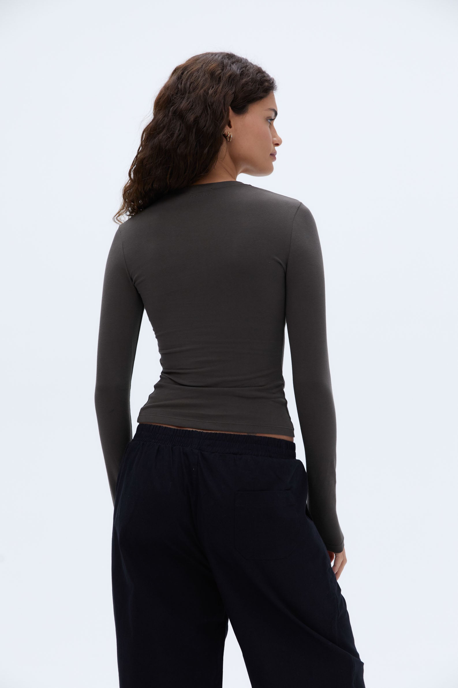 Soft Cotton Long Sleeve T-Shirt for Women - Comfortable Casual Blouse in Forest Brown | Perfect for Everyday Wear, Layering & Fall Outfits