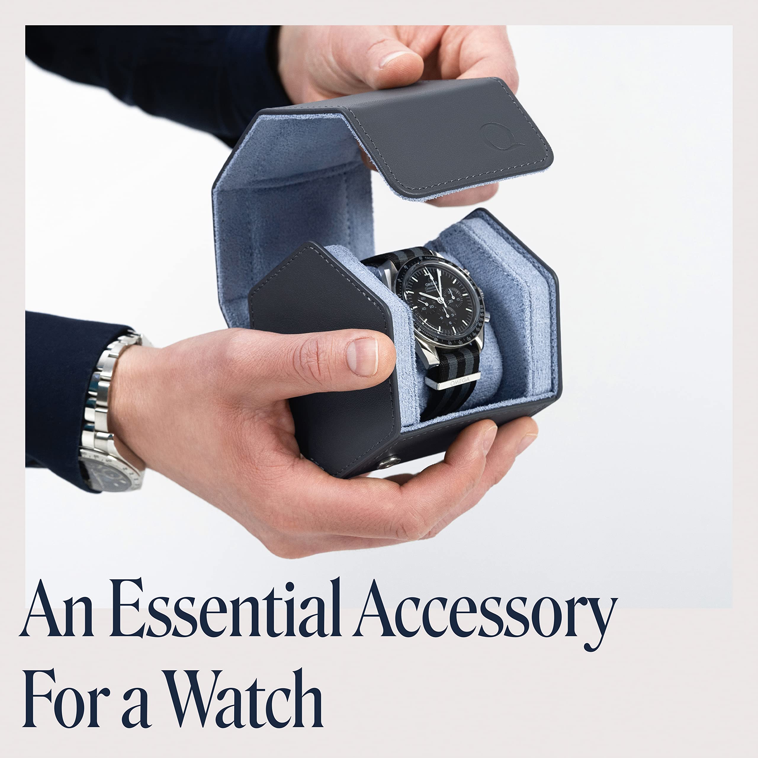 Premium Genuine Napa Leather Watch Case for Men - Hexagon Single & Double Watch Roll Travel Organizer with Velvet Interior - Luxury Storage & Display Holder for 1-2 Watches - Perfect for Travel, Business Trips & Watch Collection Display