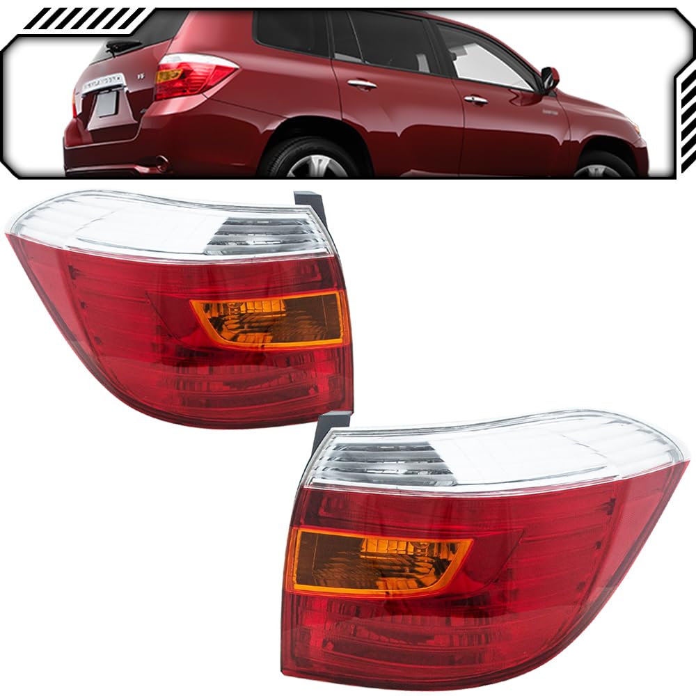OE Style Halogen Tail Lights Assembly Replacement for 2008-2010 TOYOTA HIGHLANDER Sport - Pair (TO2800174 TO2801174 8156148170 8155148170) - Durable LED Lights for Night Driving & Enhanced Visibility