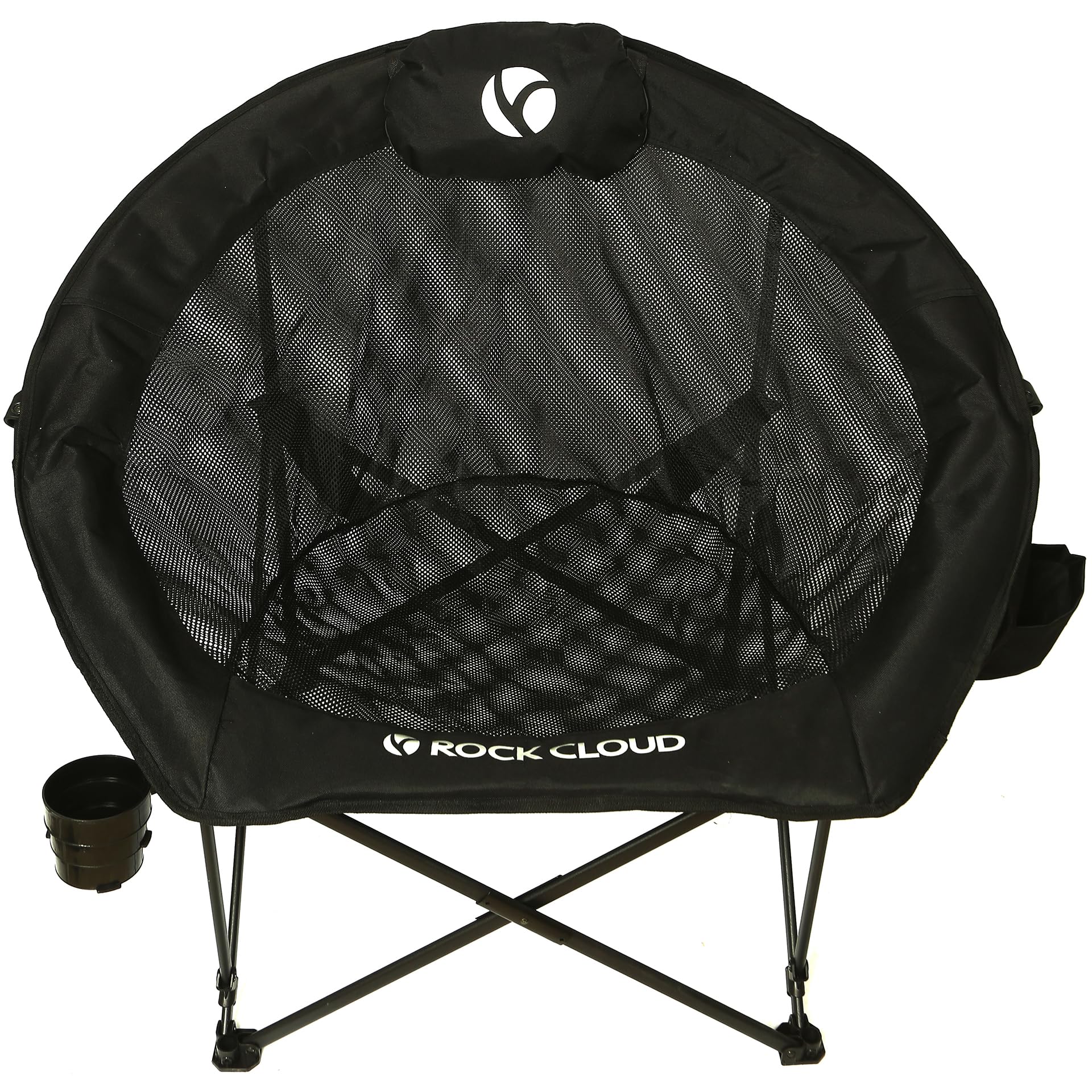 ROCK CLOUD Oversized Folding Camping Chair with Padded Seat - Portable Moon Chair for Outdoor Activities, Camping, Hiking, Fishing, Beach, Picnics, Backyard & Lawn - Heavy Duty & Comfortable - Black
