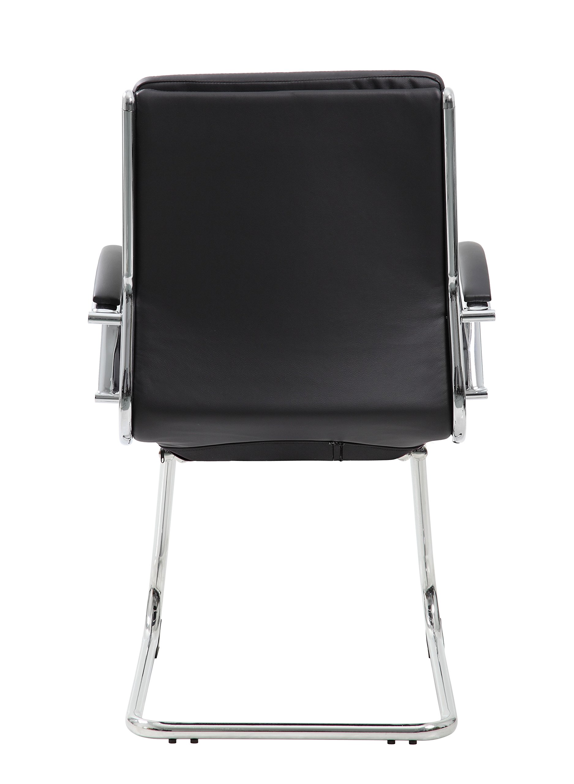 Boss Executive Mid Back CaressoftPlus Office Chair - Black with Chrome Metal Finish for Home & Business Workspaces