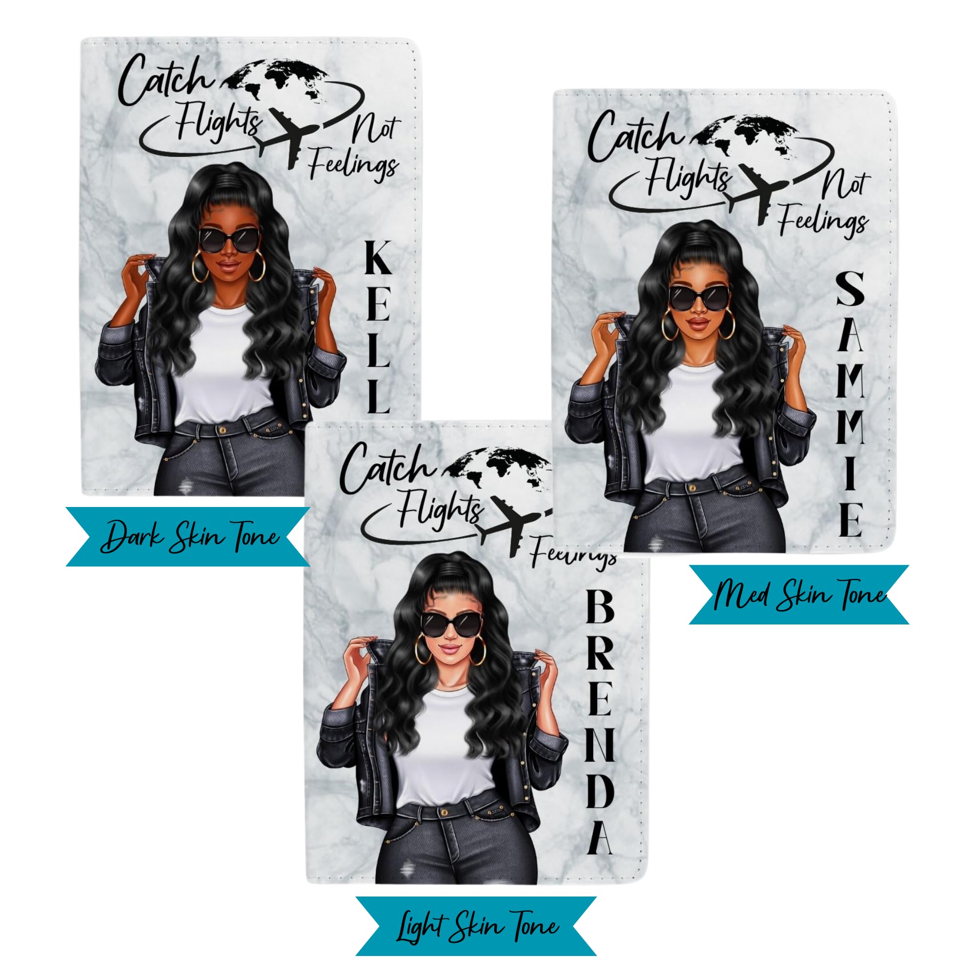 Custom Personalized Long Hair Girl Passport Holder & Luggage Tag Set - Unique Travel Accessories Gift for Women - Perfect for International Trips, Vacations & Business Travel