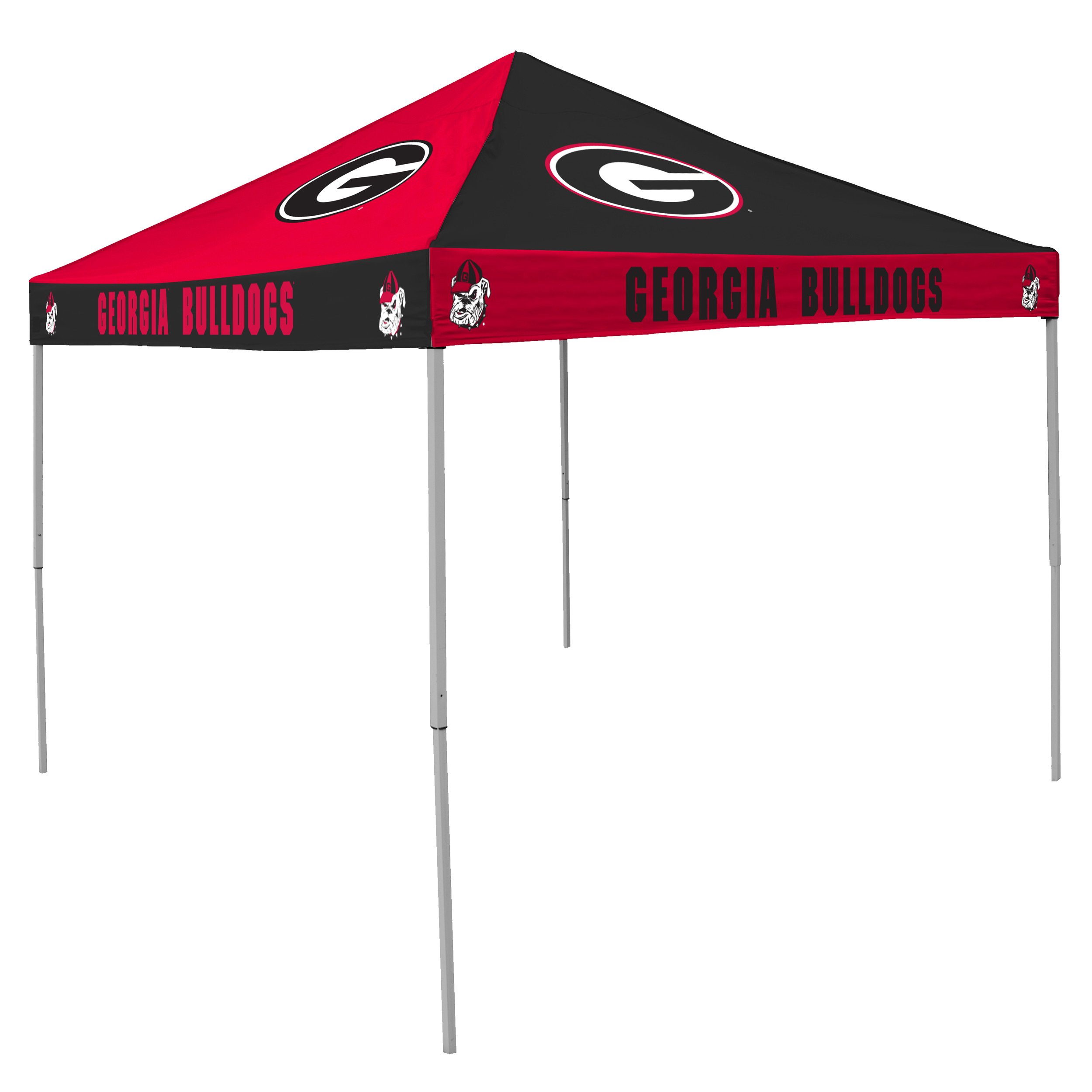 LOGO Brands NCAA Georgia Bulldogs 9x9 Foot Pinwheel Tailgating Canopy Tent - Red & Black - Perfect for Game Day, Outdoor Parties & Camping
