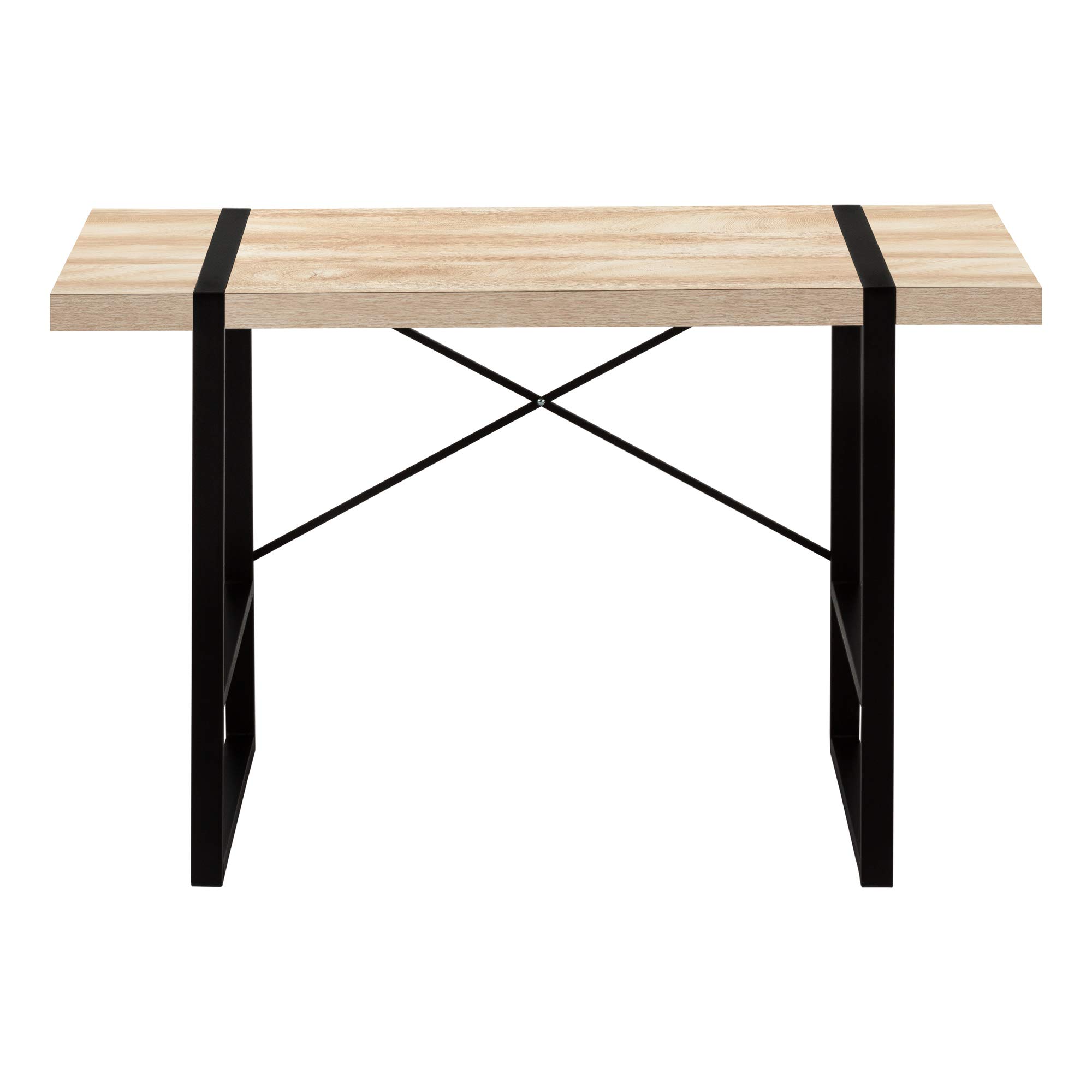 Monarch Specialties 7658 48-Inch Modern Computer Desk - Home Office & Laptop Workstation, Metal Frame with Laminate Surface in Natural & Black - Contemporary Design (49