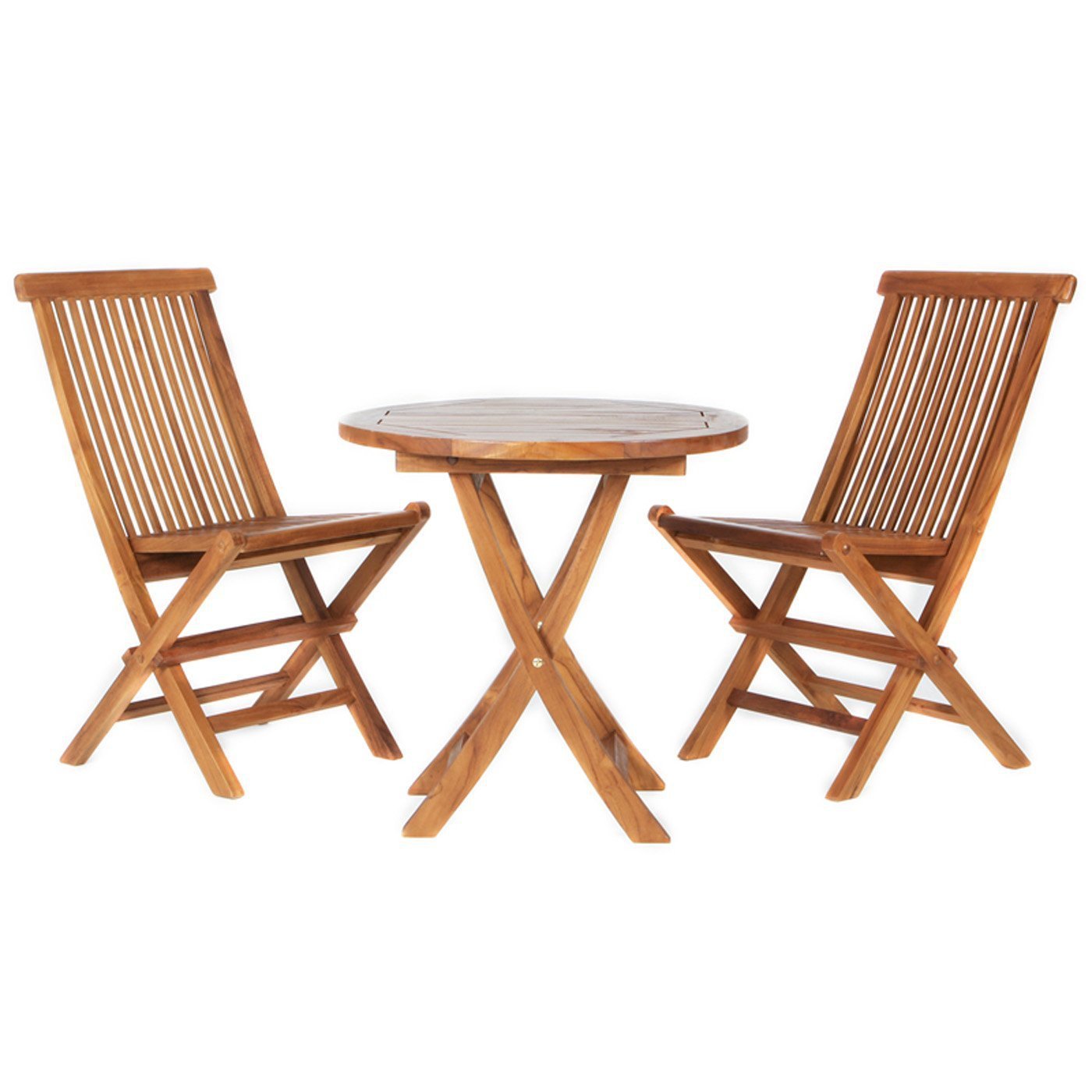 Premium Cedar Teak Bistro Set - Outdoor Patio Dining Furniture for 2 - Weather-Resistant Garden Table & Chairs - Perfect for Backyard, Balcony & Small Space Entertaining